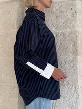 Camicia Righe con colletto e polsini bianchi - Eleh