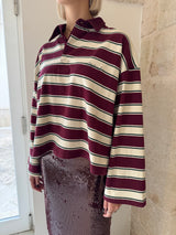 Polo a righe bordeaux - Kostumn1