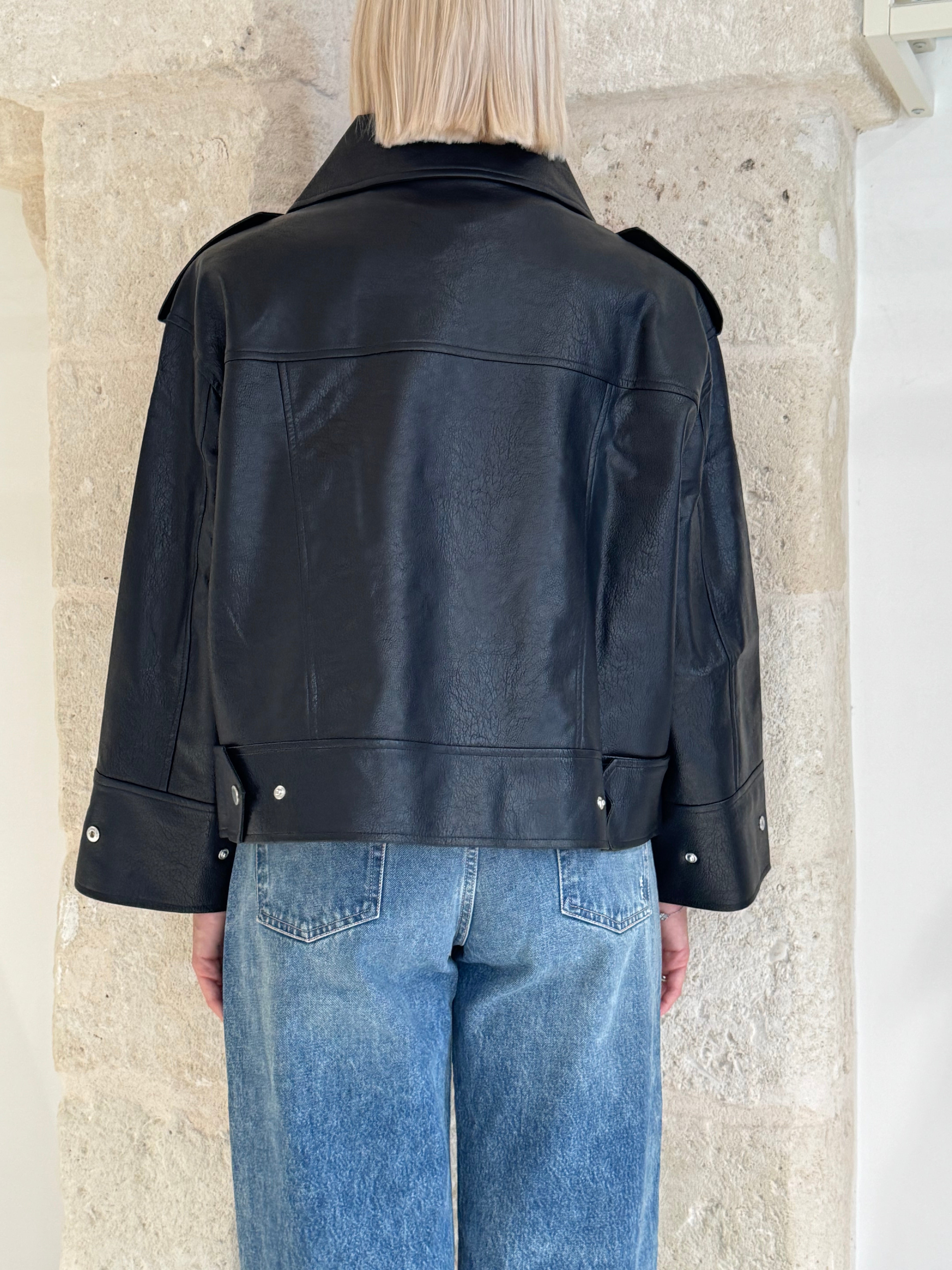 Biker in ecopelle con cerniere argentate - Bsb