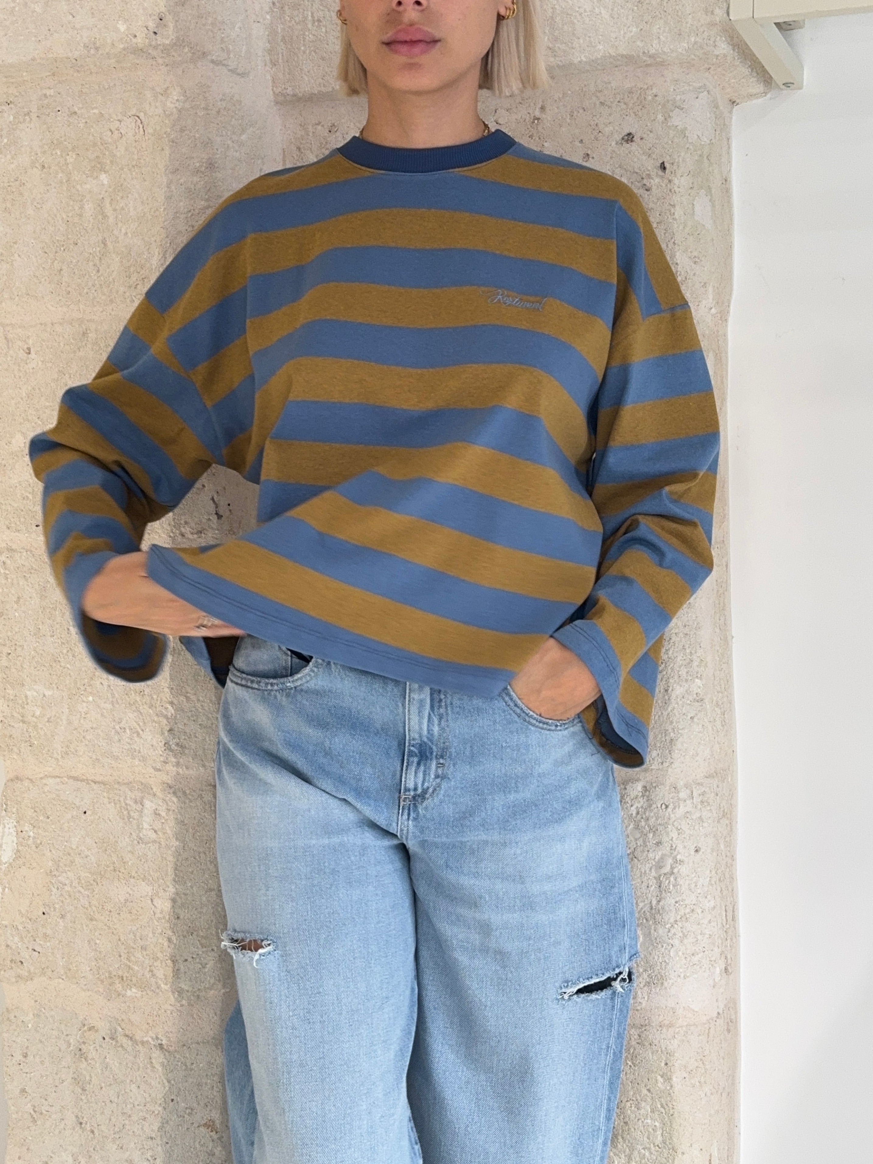 Maglia a righe bicolore con manica lunga - Kostumn1