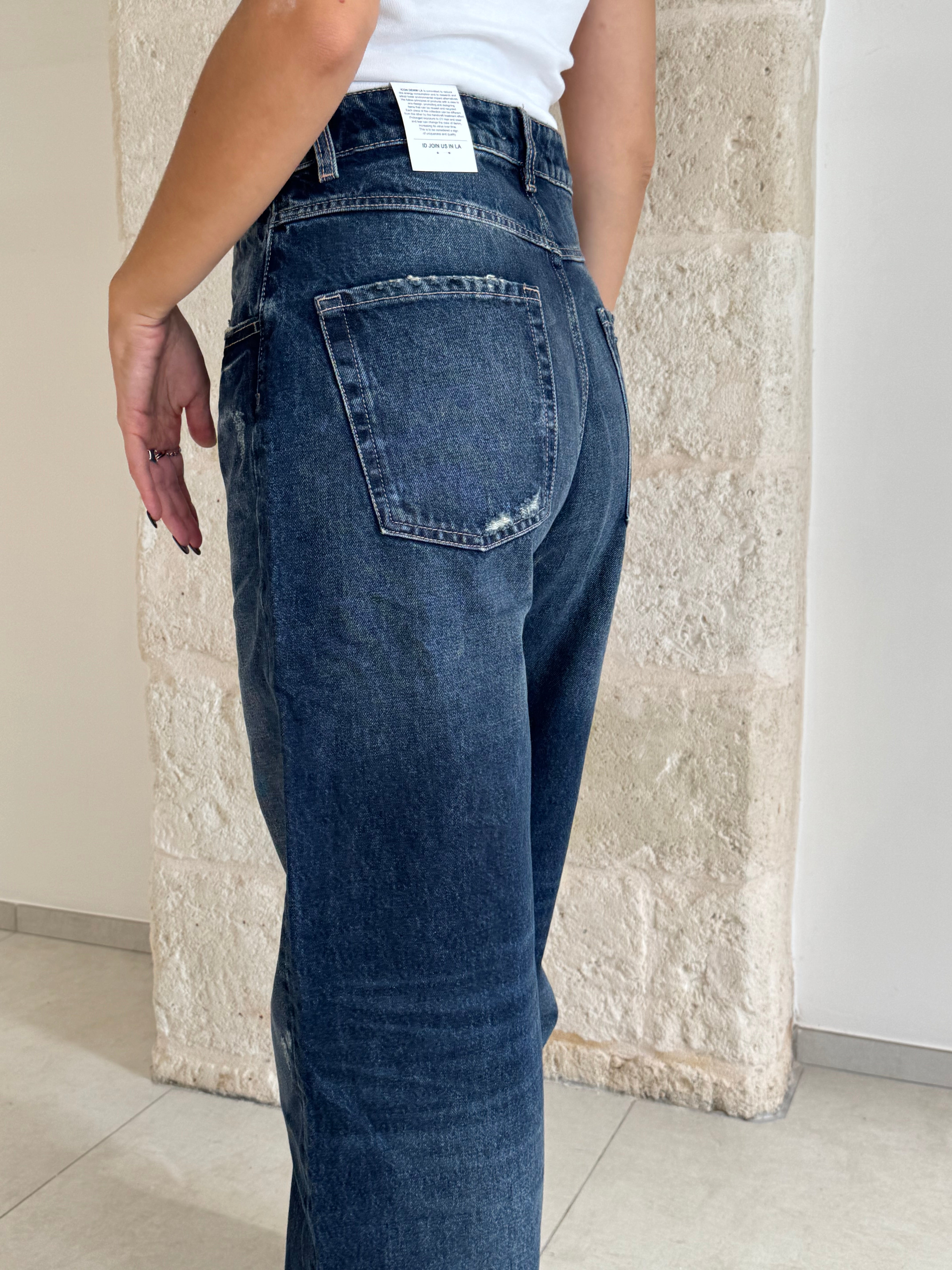 Jeans Poppy Dark Blue e gamba larga -Icon Denim