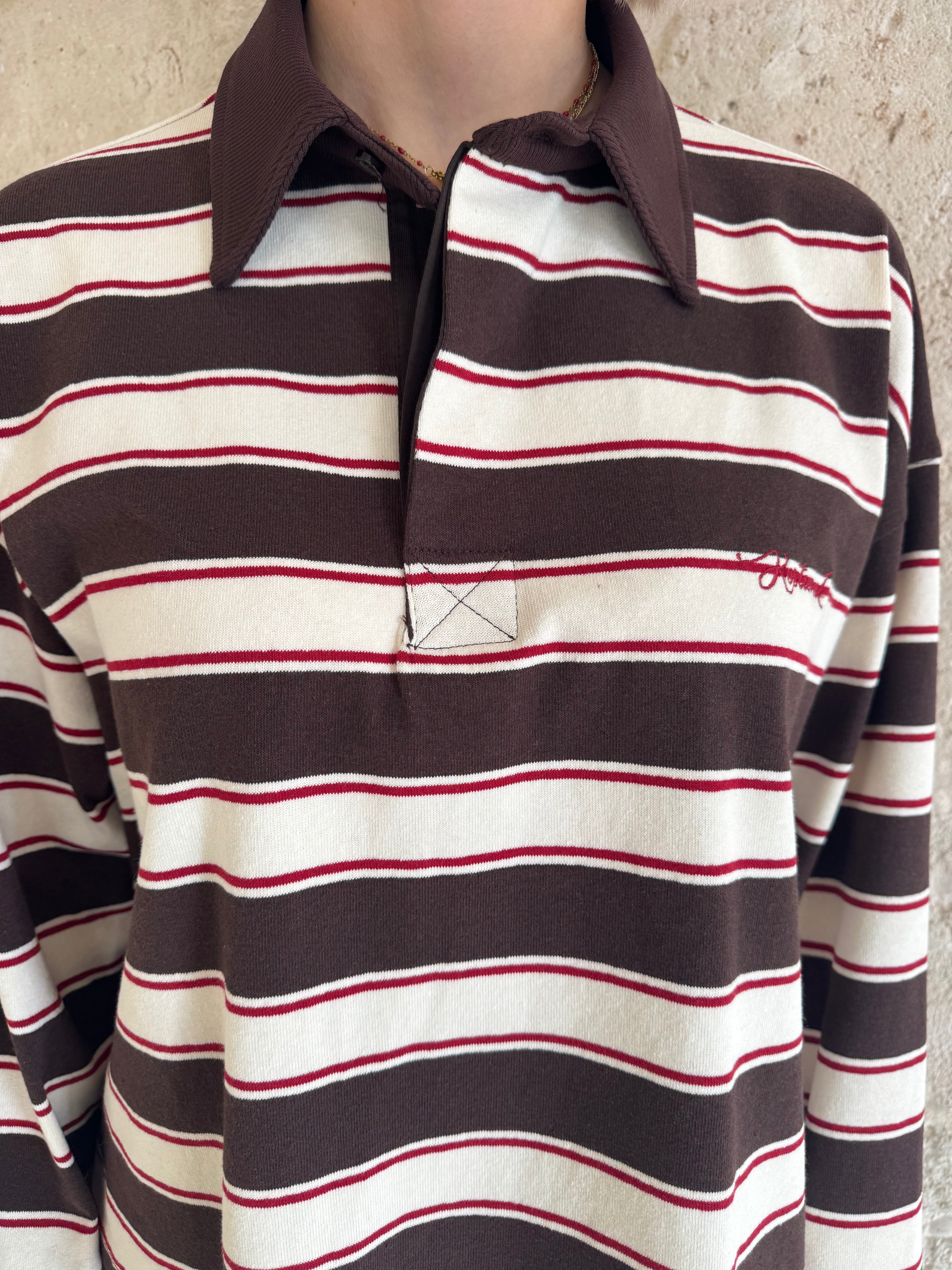 Polo a righe marrone - Kostumn1