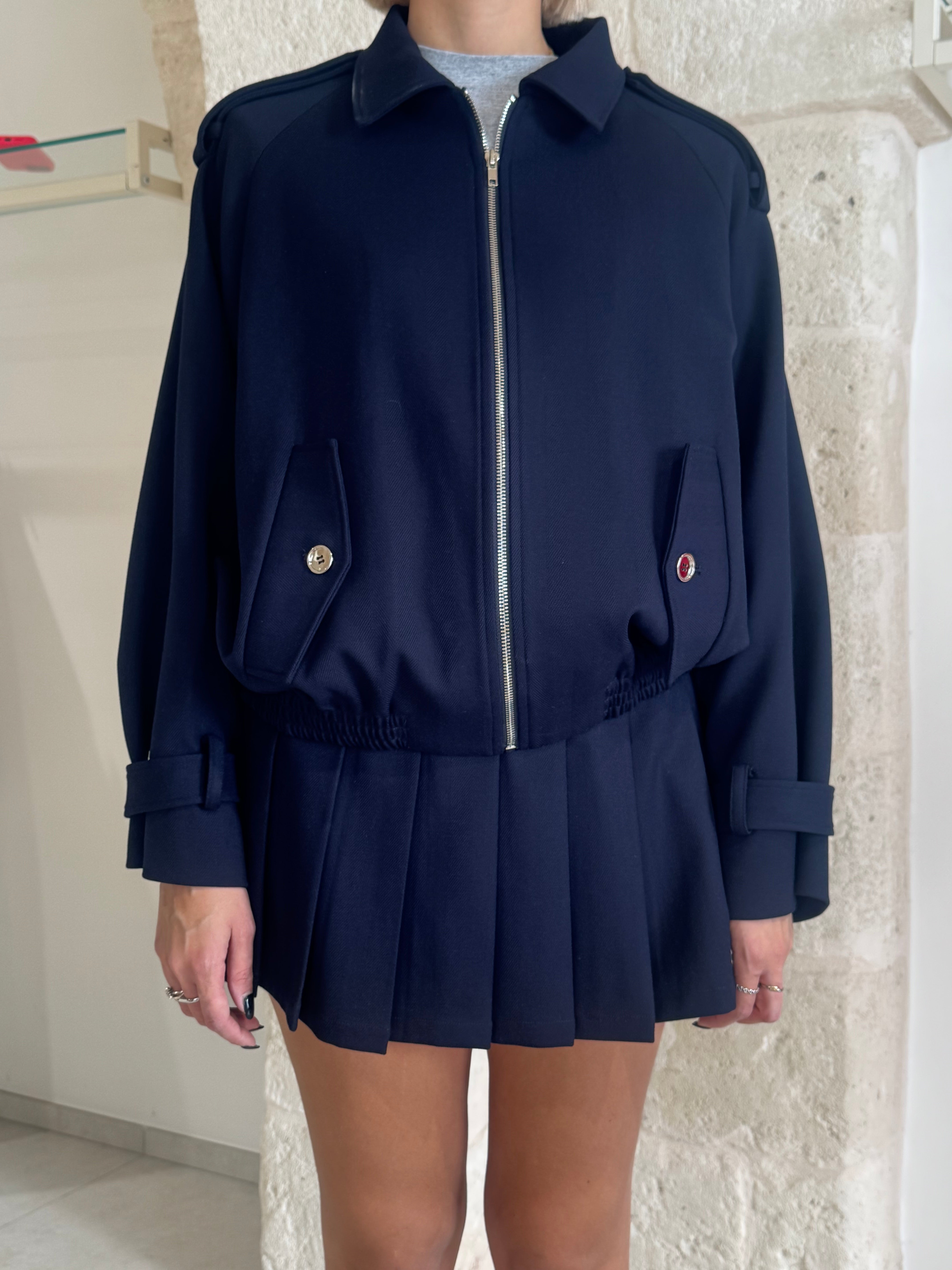 Giacca simil chiodo blu -Eleh
