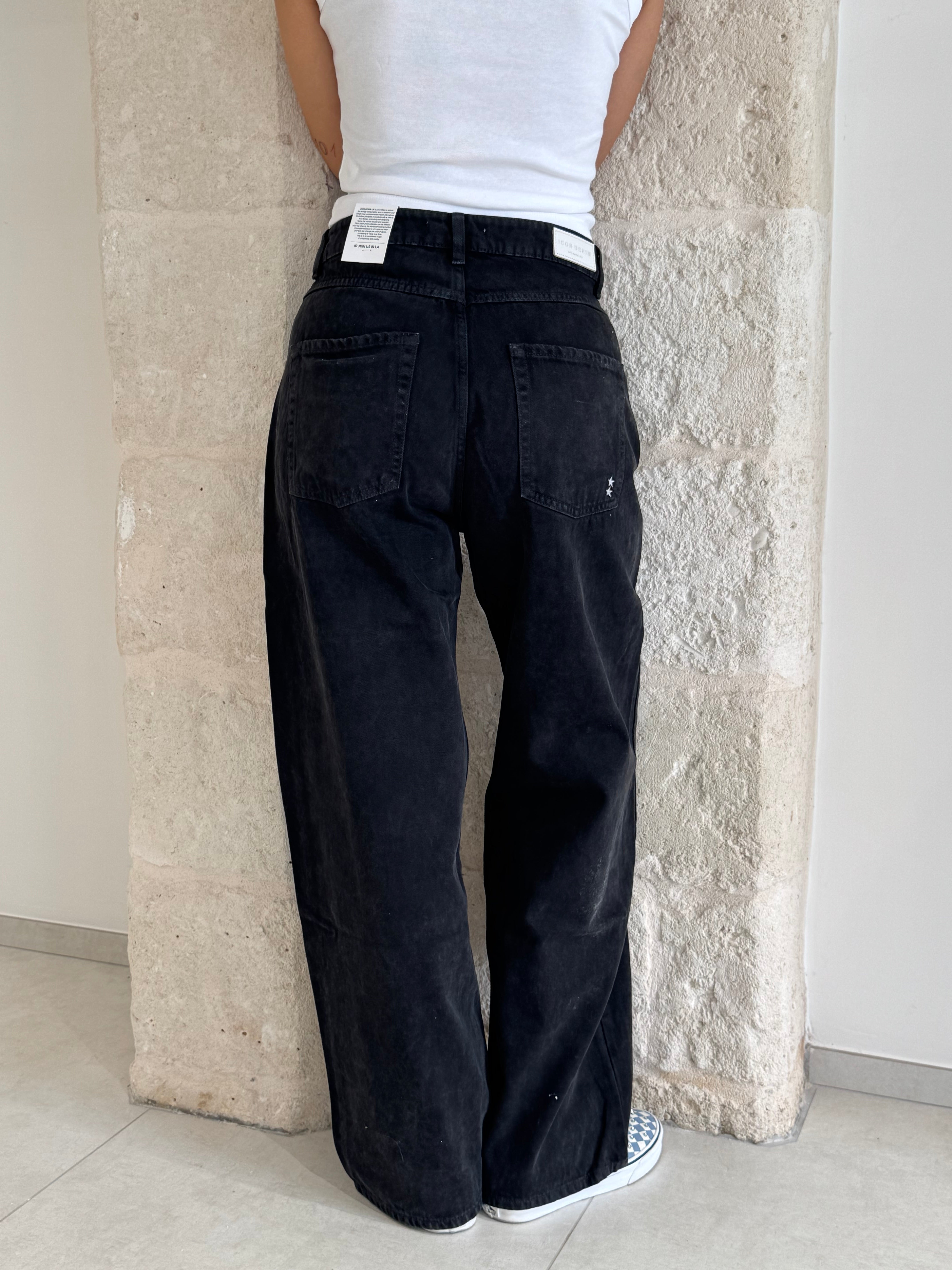 Jeans Poppy nero bruciato e slavato - Icon Denim