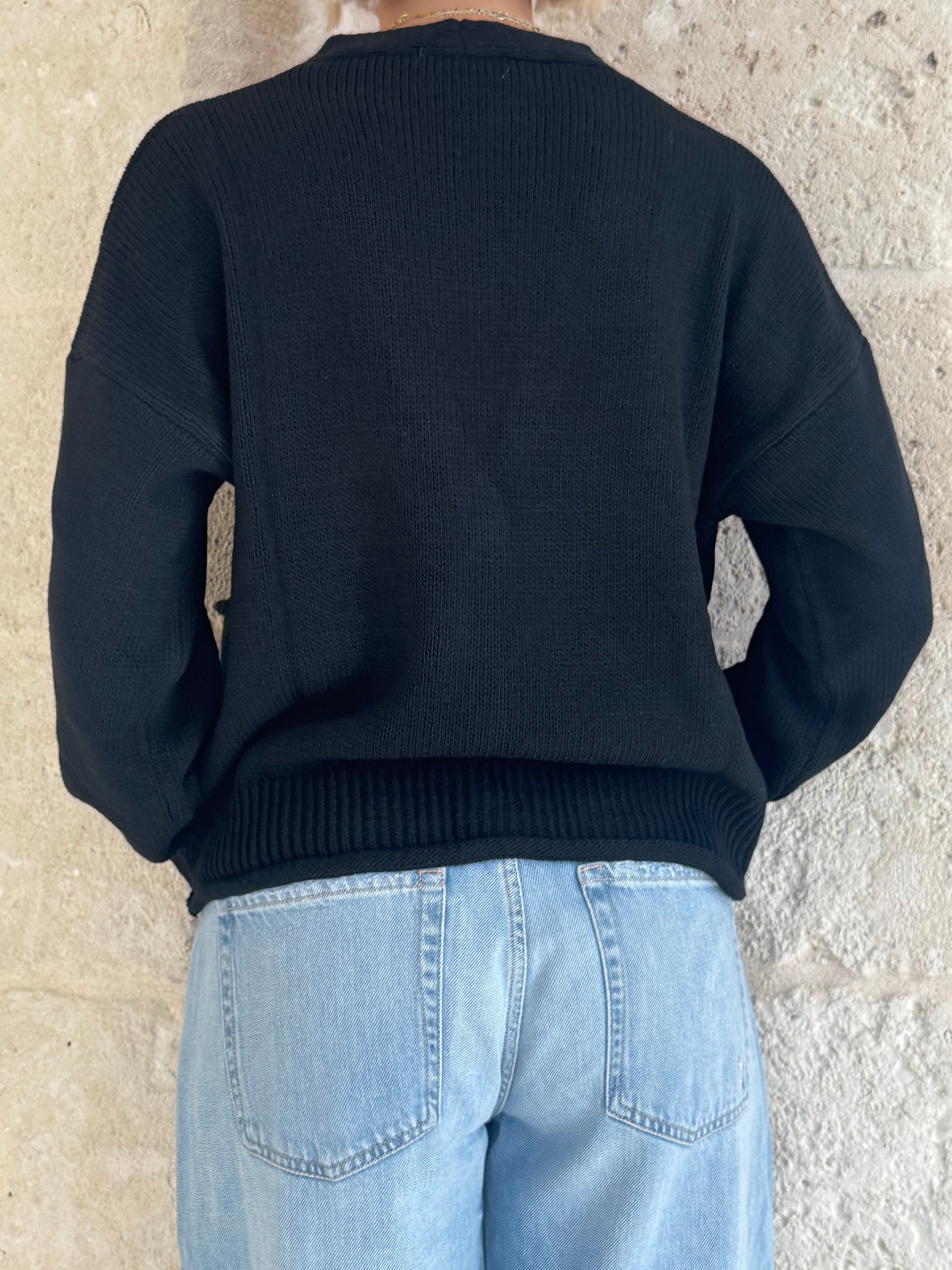 Cardigan Molly nero con bottoni e tasche - Zahjr