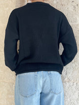 Cardigan Molly nero con bottoni e tasche - Zahjr
