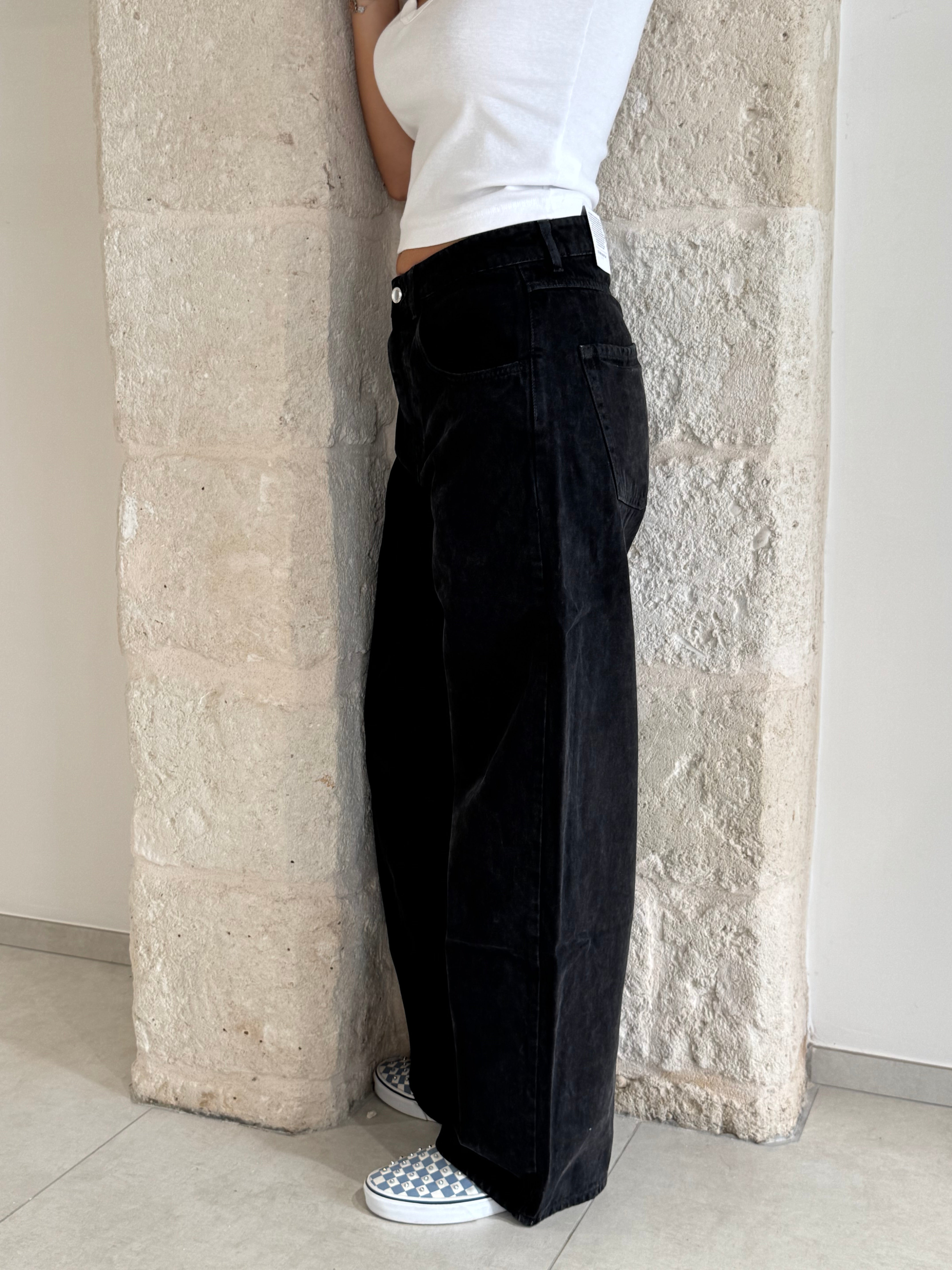 Jeans Poppy nero bruciato e slavato - Icon Denim