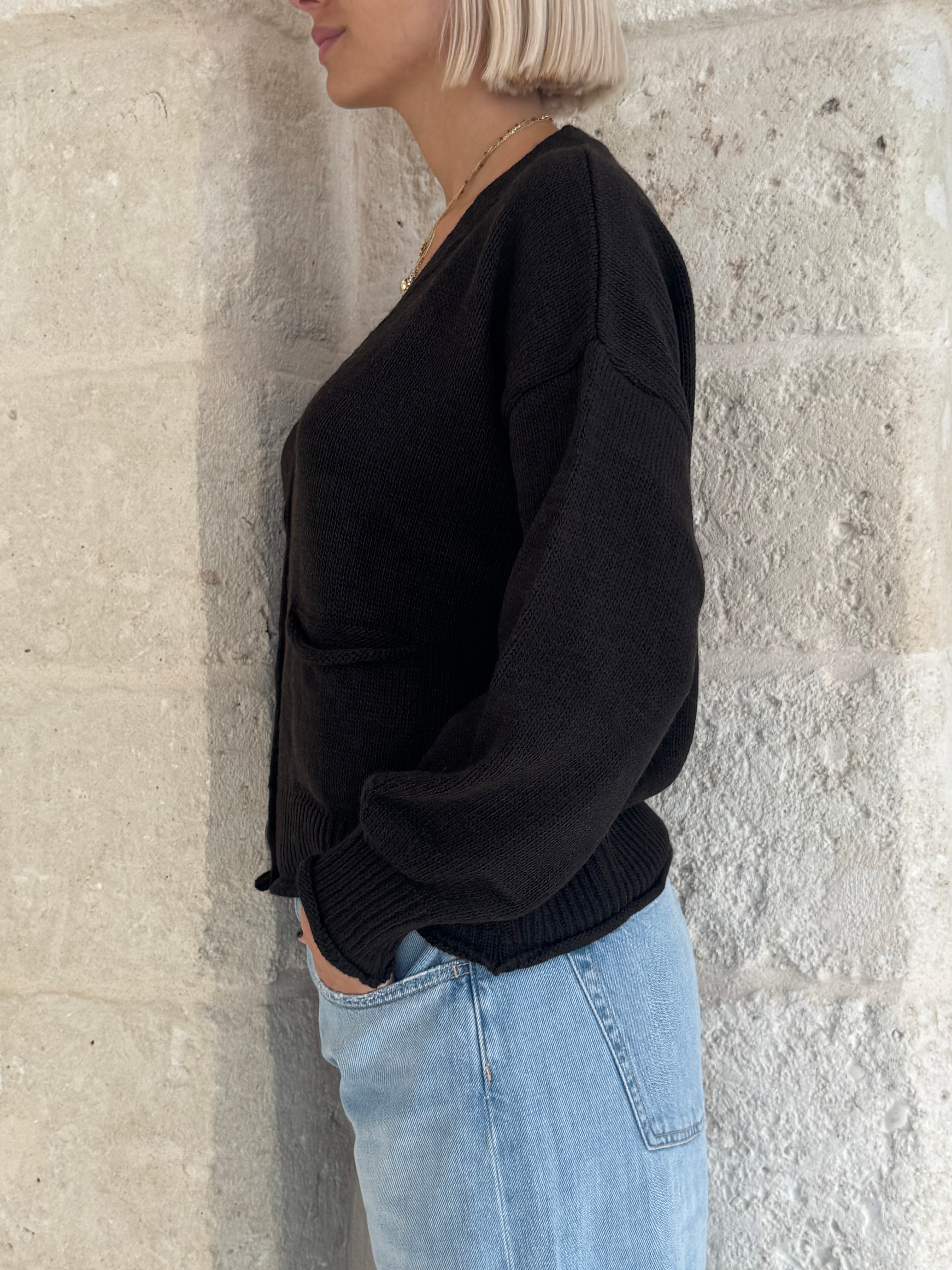 Cardigan Molly moro con bottoni e tasche - Zahjr