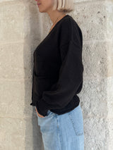 Cardigan Molly moro con bottoni e tasche - Zahjr