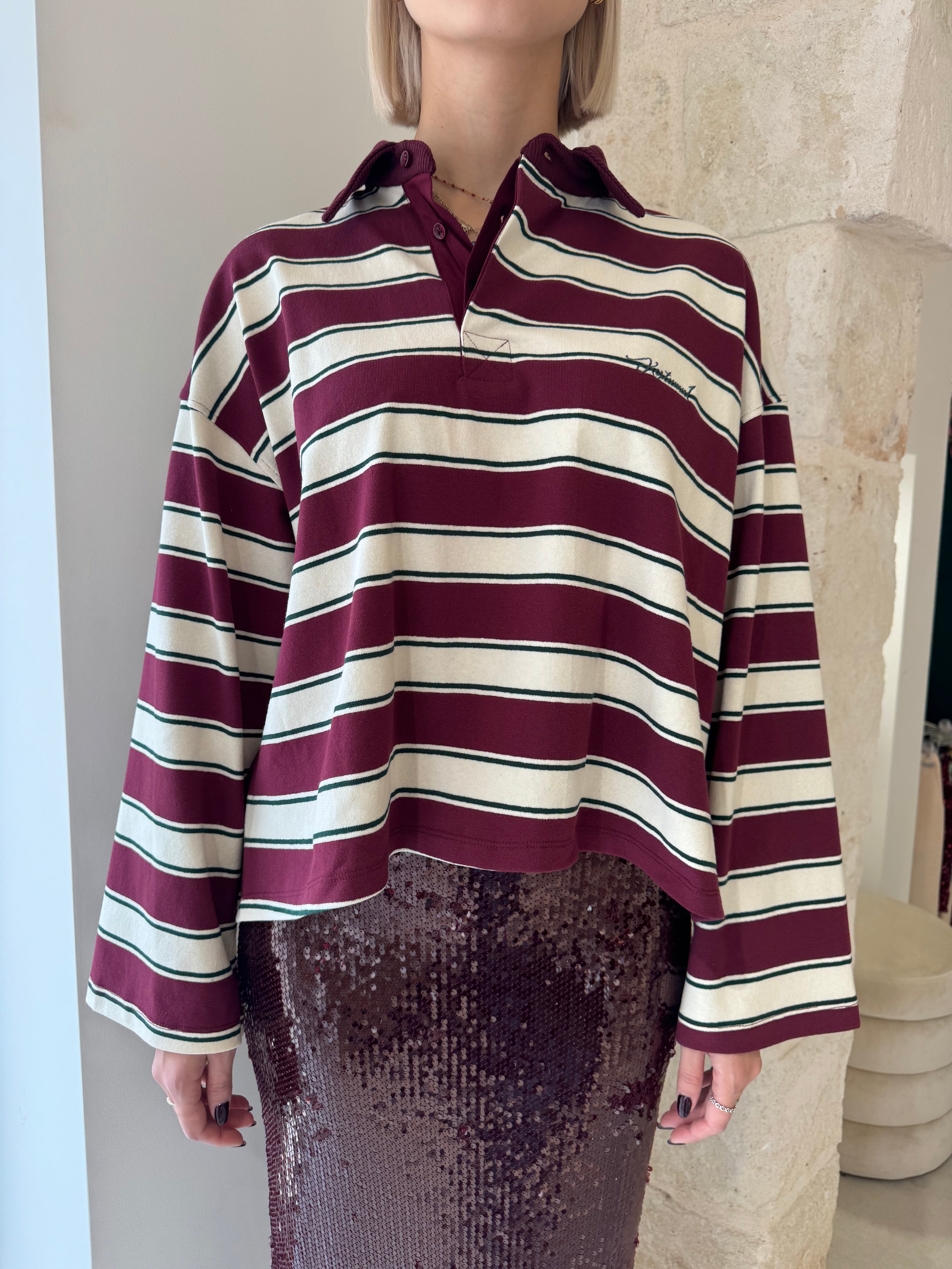 Polo a righe bordeaux - Kostumn1