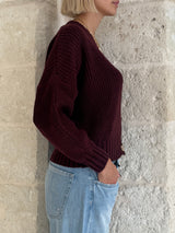 Cardigan puffo vino con bottoni - Zahjr