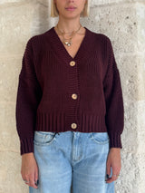 Cardigan puffo vino con bottoni - Zahjr