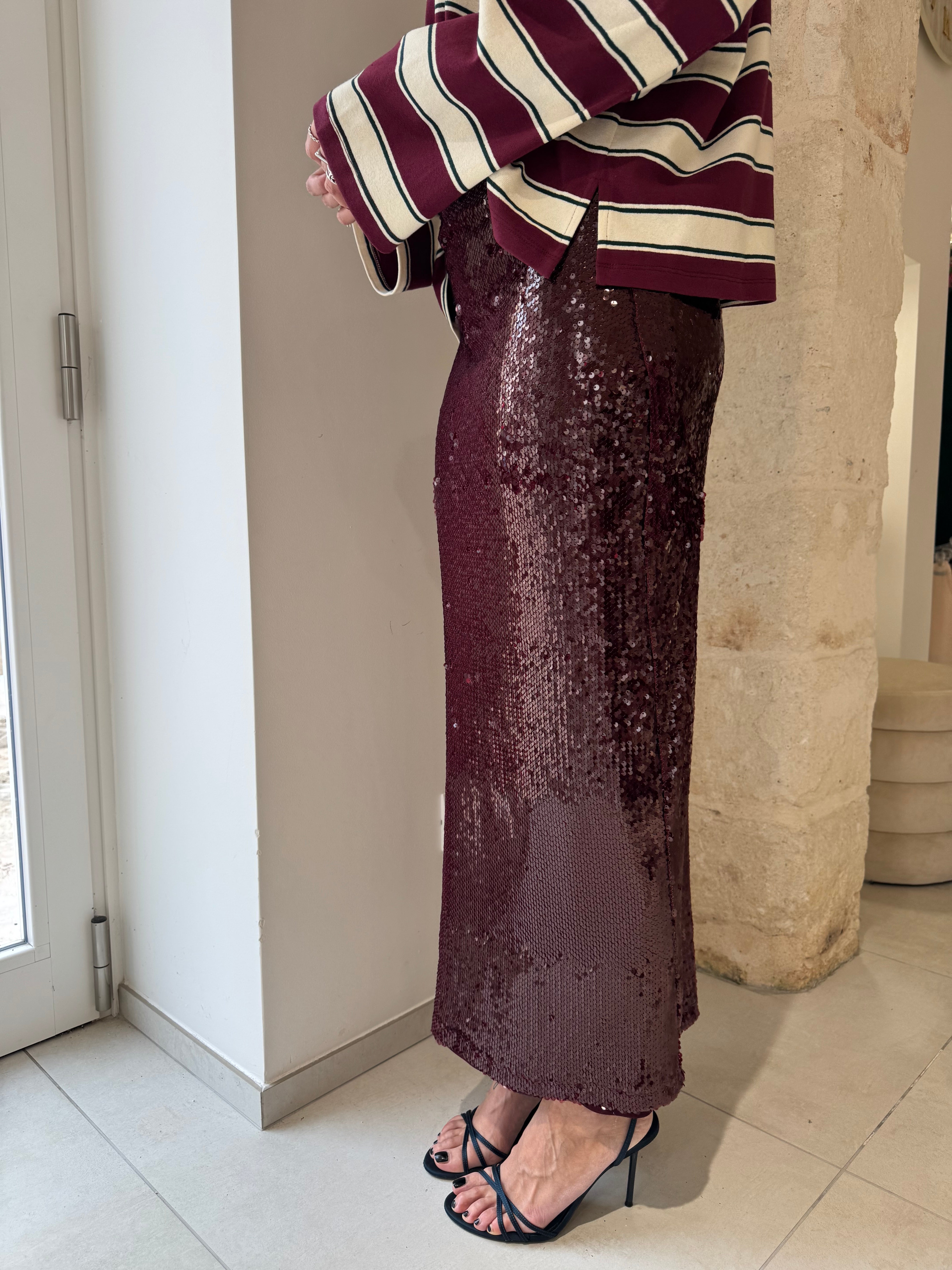Gonna con paillettes bordeaux - Kostumn1