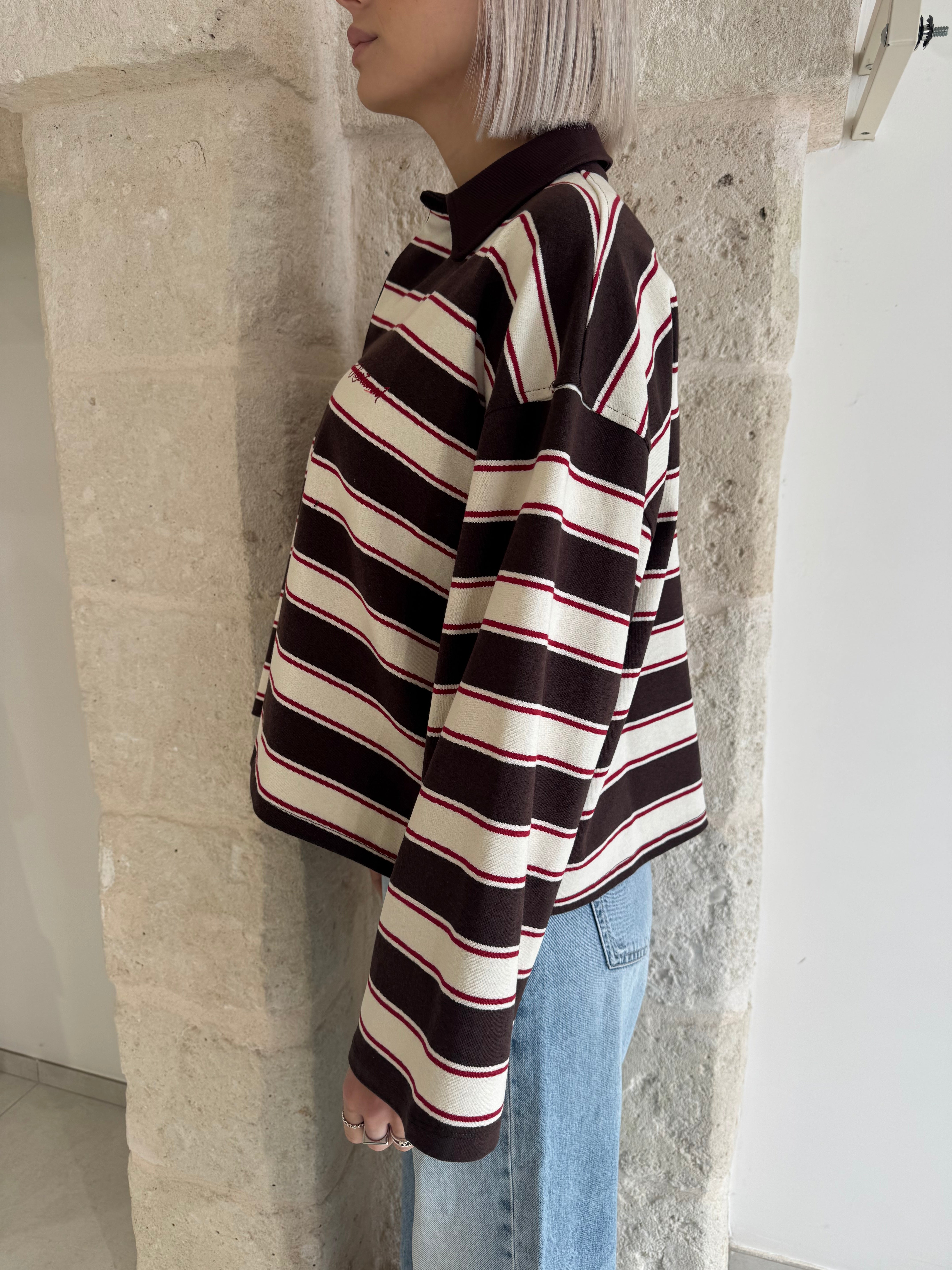 Polo a righe marrone - Kostumn1