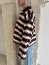 Polo a righe marrone - Kostumn1
