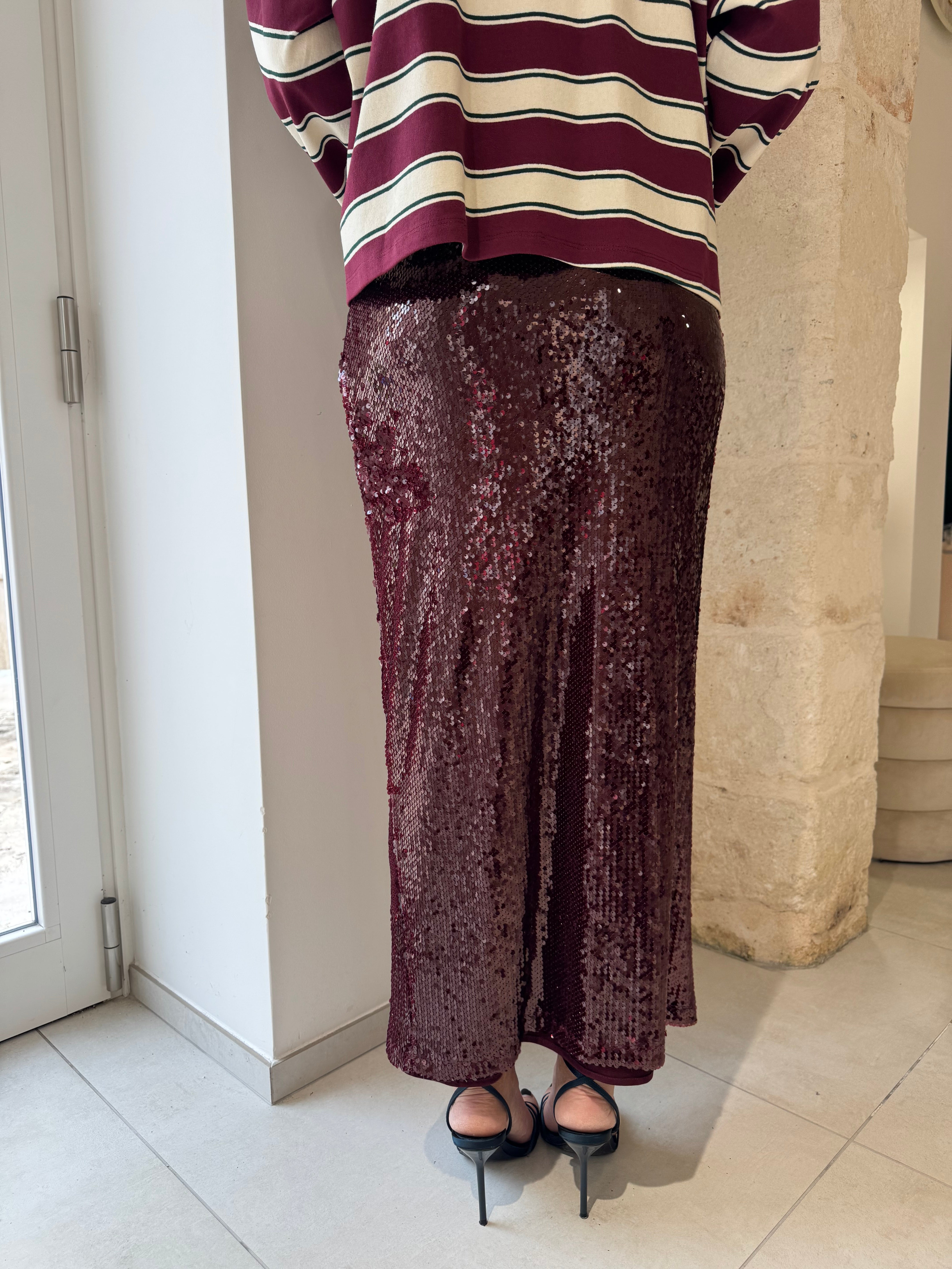 Gonna con paillettes bordeaux - Kostumn1