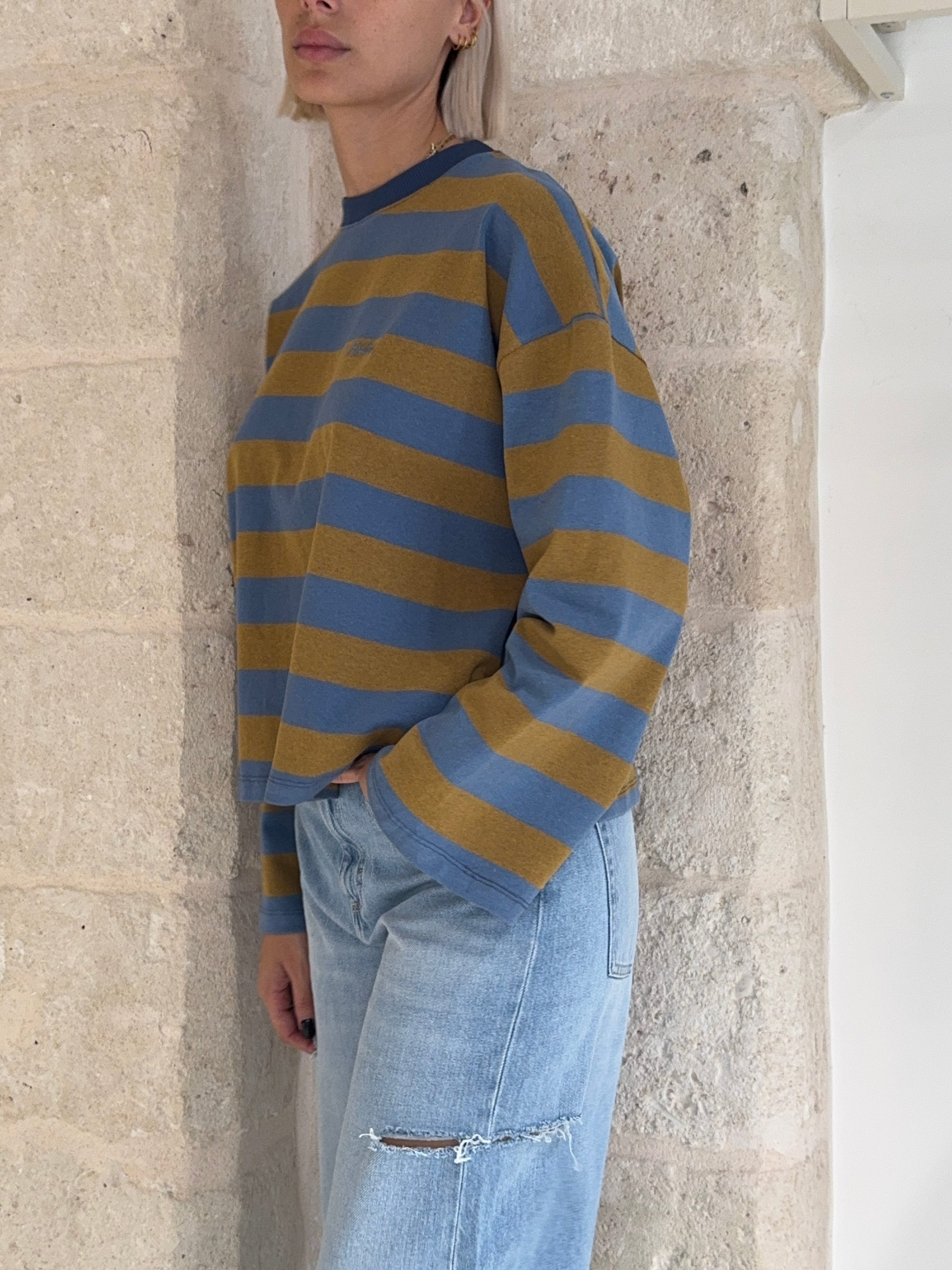 Maglia a righe bicolore con manica lunga - Kostumn1
