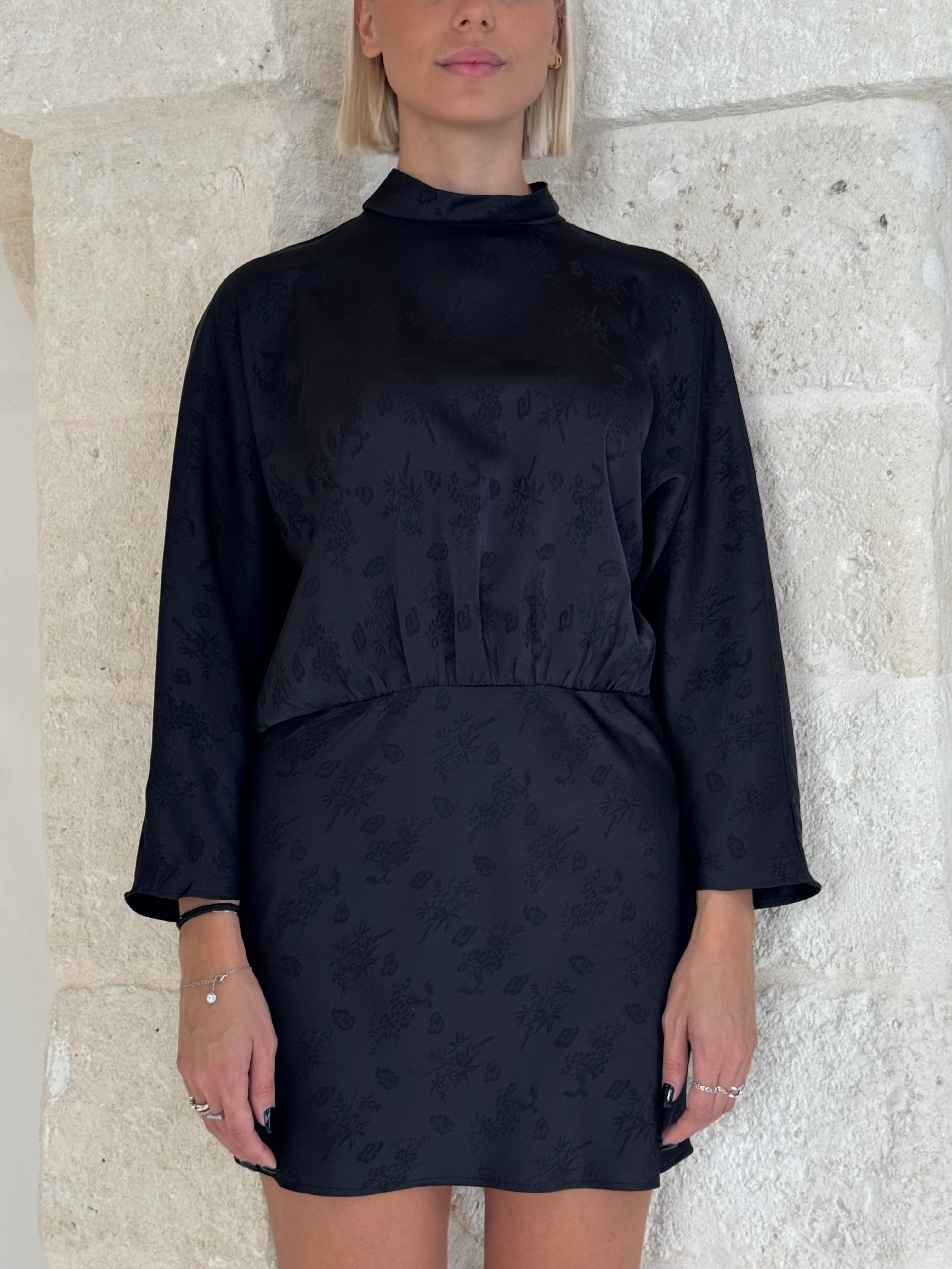 Vestito corto nero in jacquard - You decide