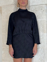 Vestito corto nero in jacquard - You decide