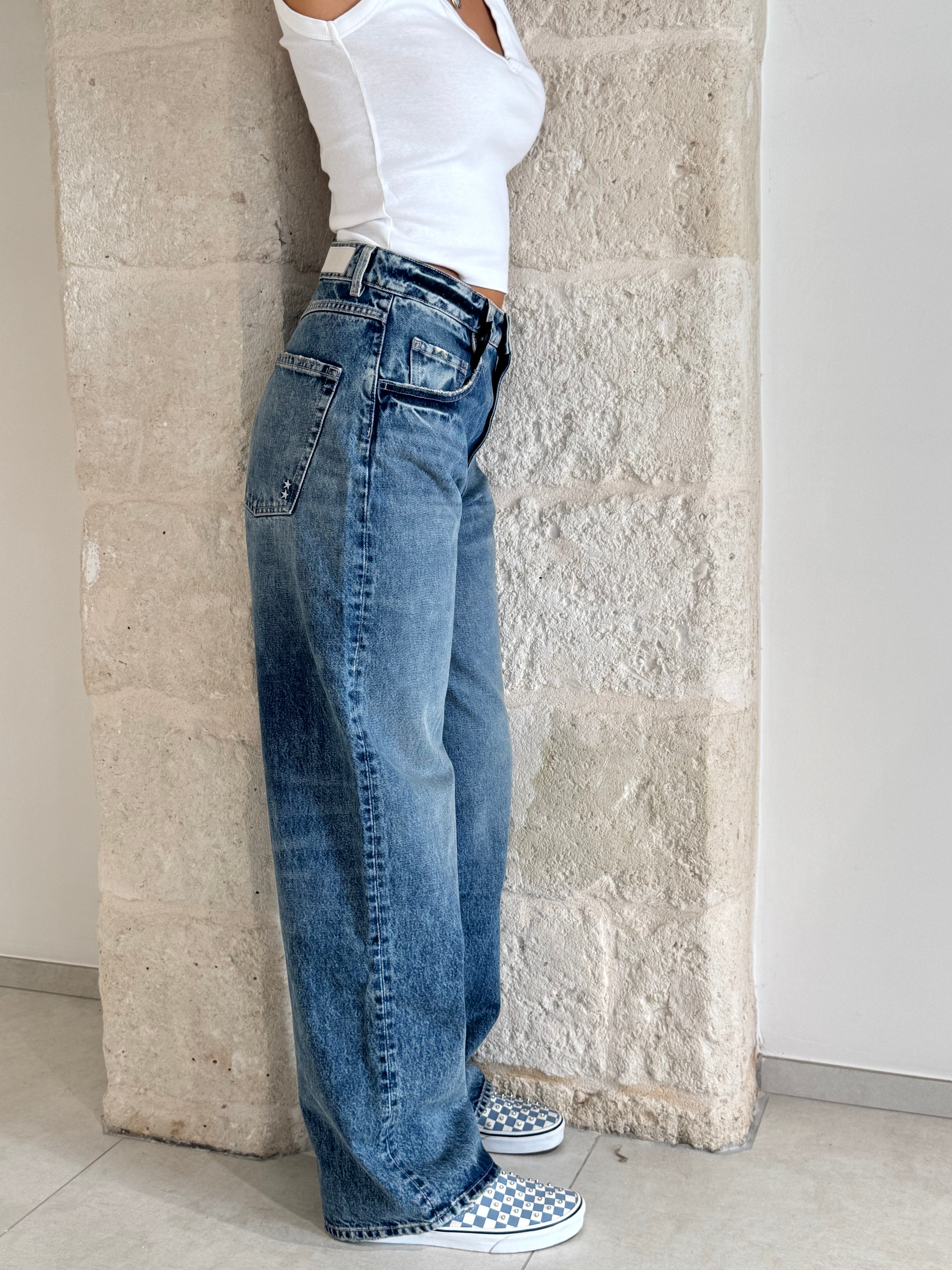Jeans Poppy Smoke e gamba larga - Icon Denim
