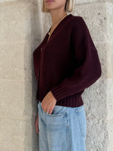 Cardigan puffo vino con bottoni - Zahjr