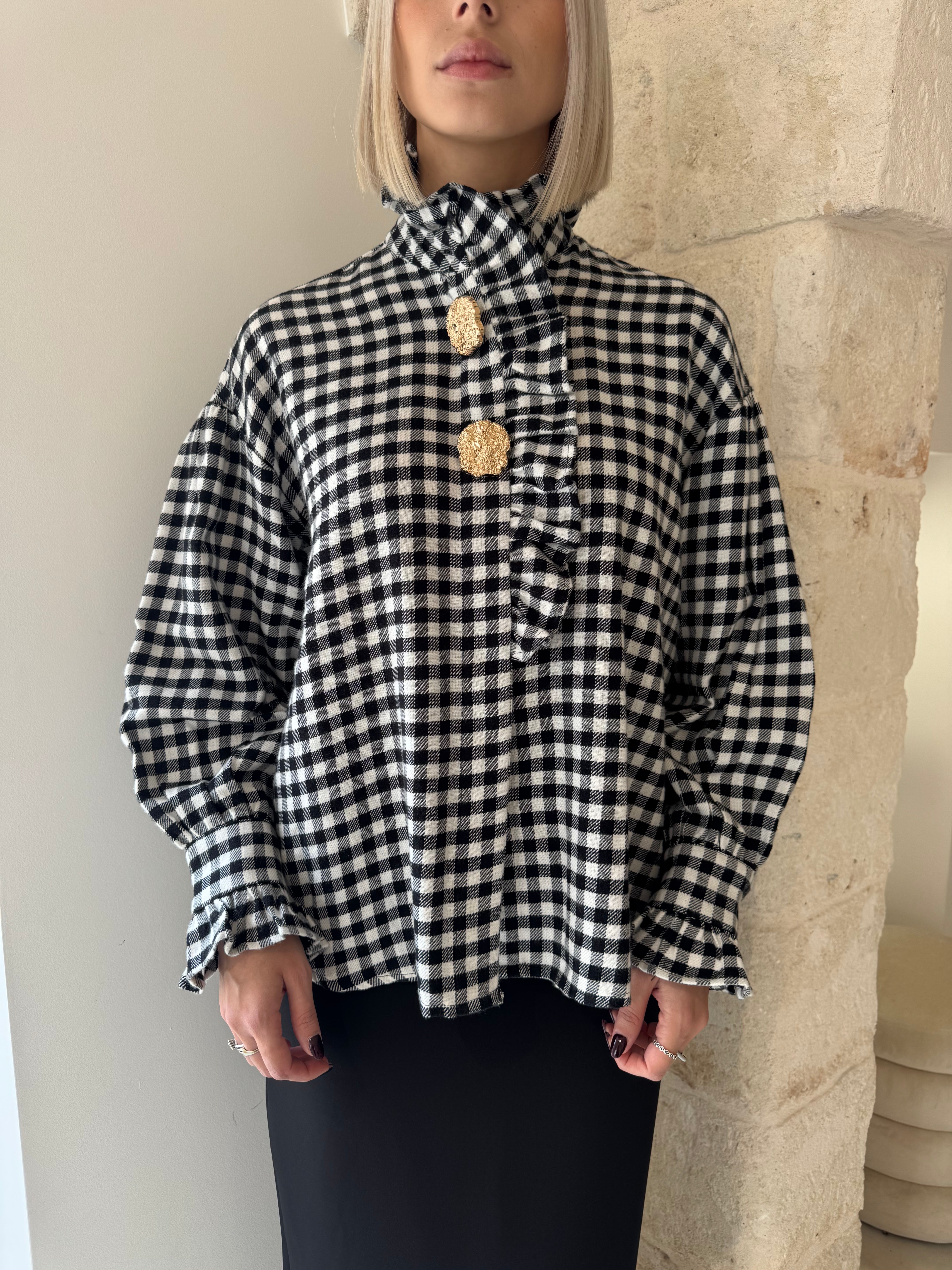 Camicia a quadri con dettagli oro - Bsb