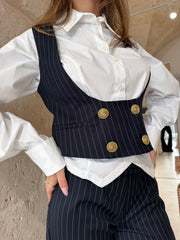 Tailleur Gessato nero