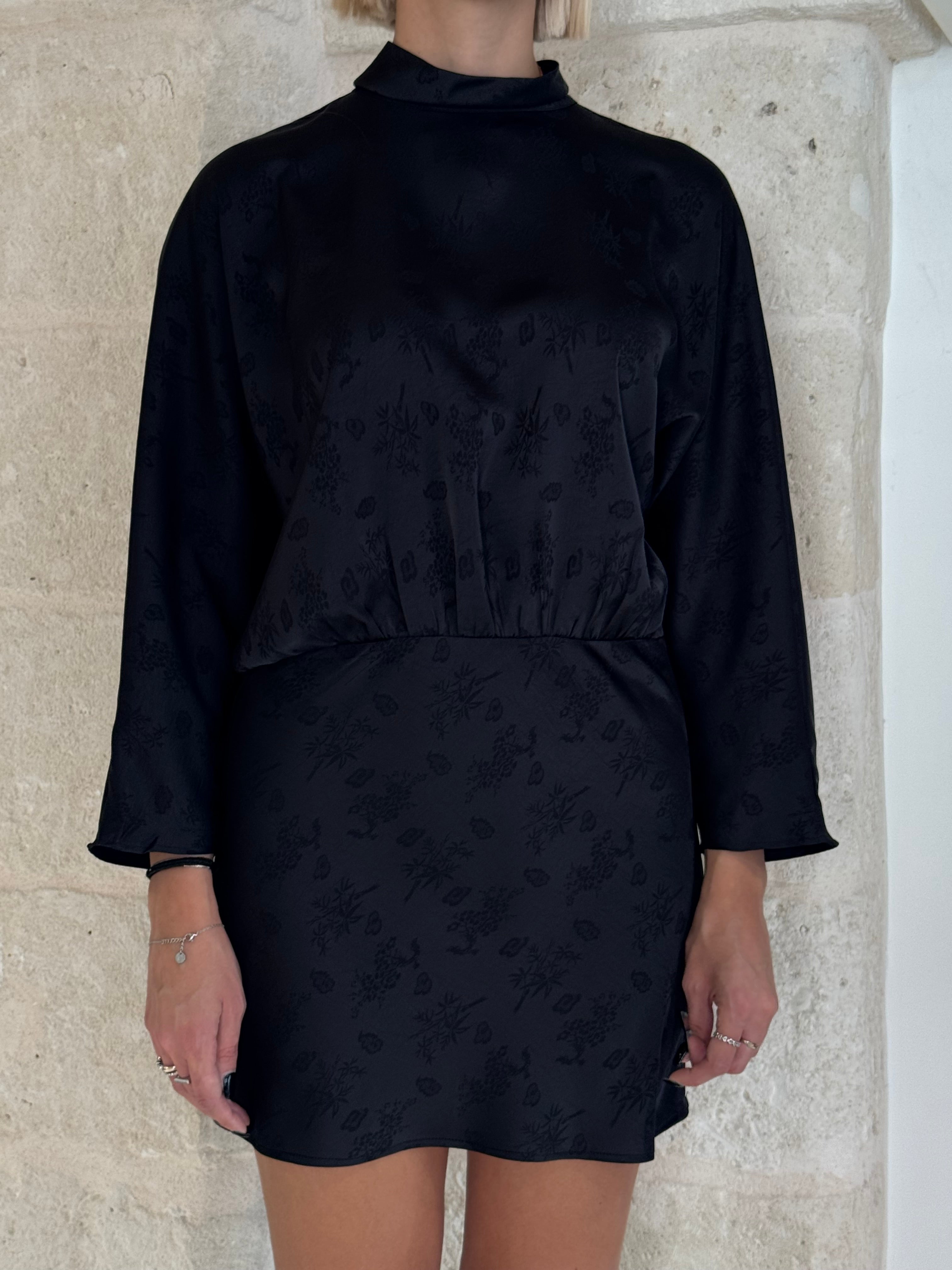 Vestito corto nero in jacquard - You decide