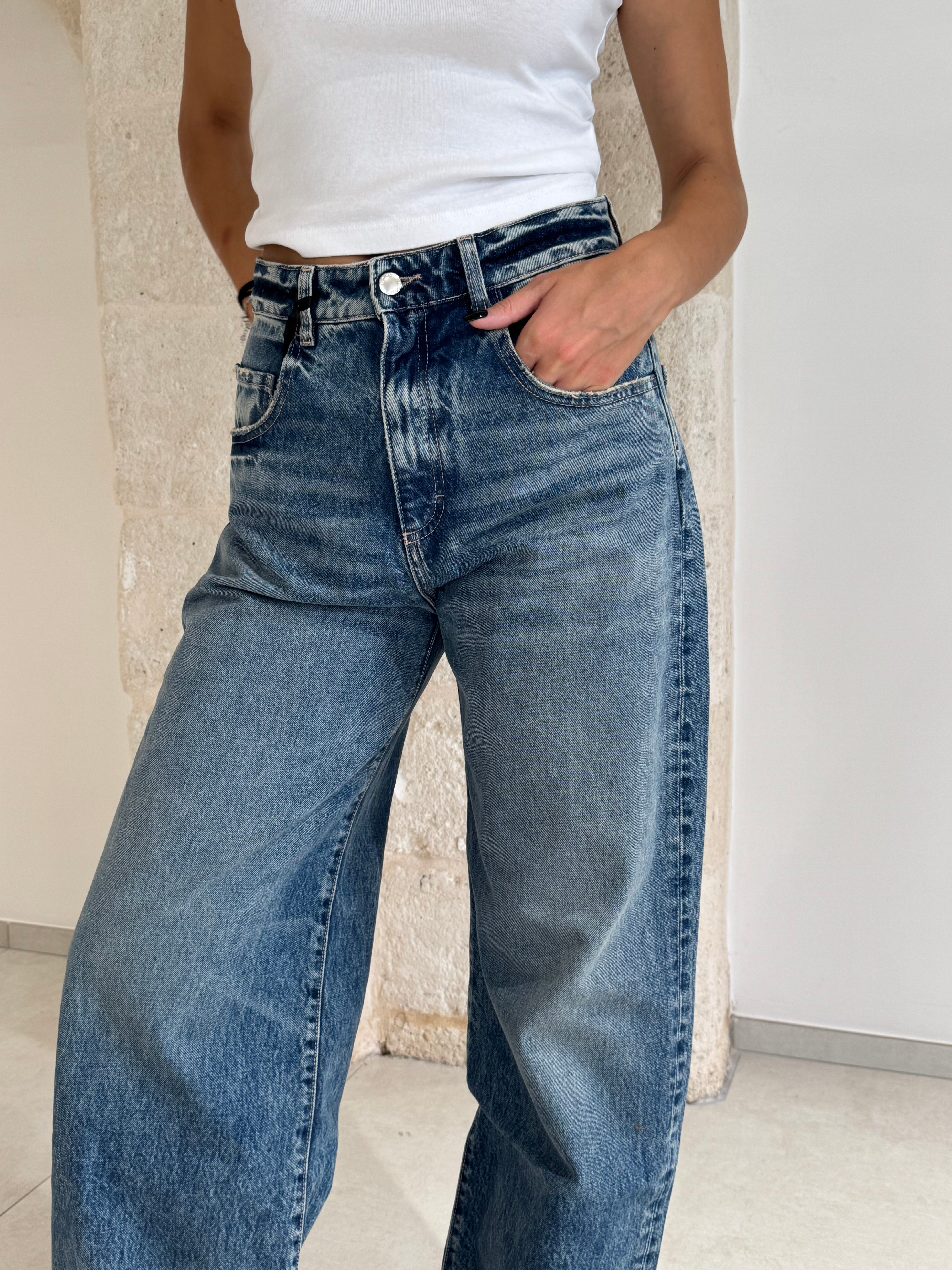Jeans Poppy Smoke e gamba larga - Icon Denim