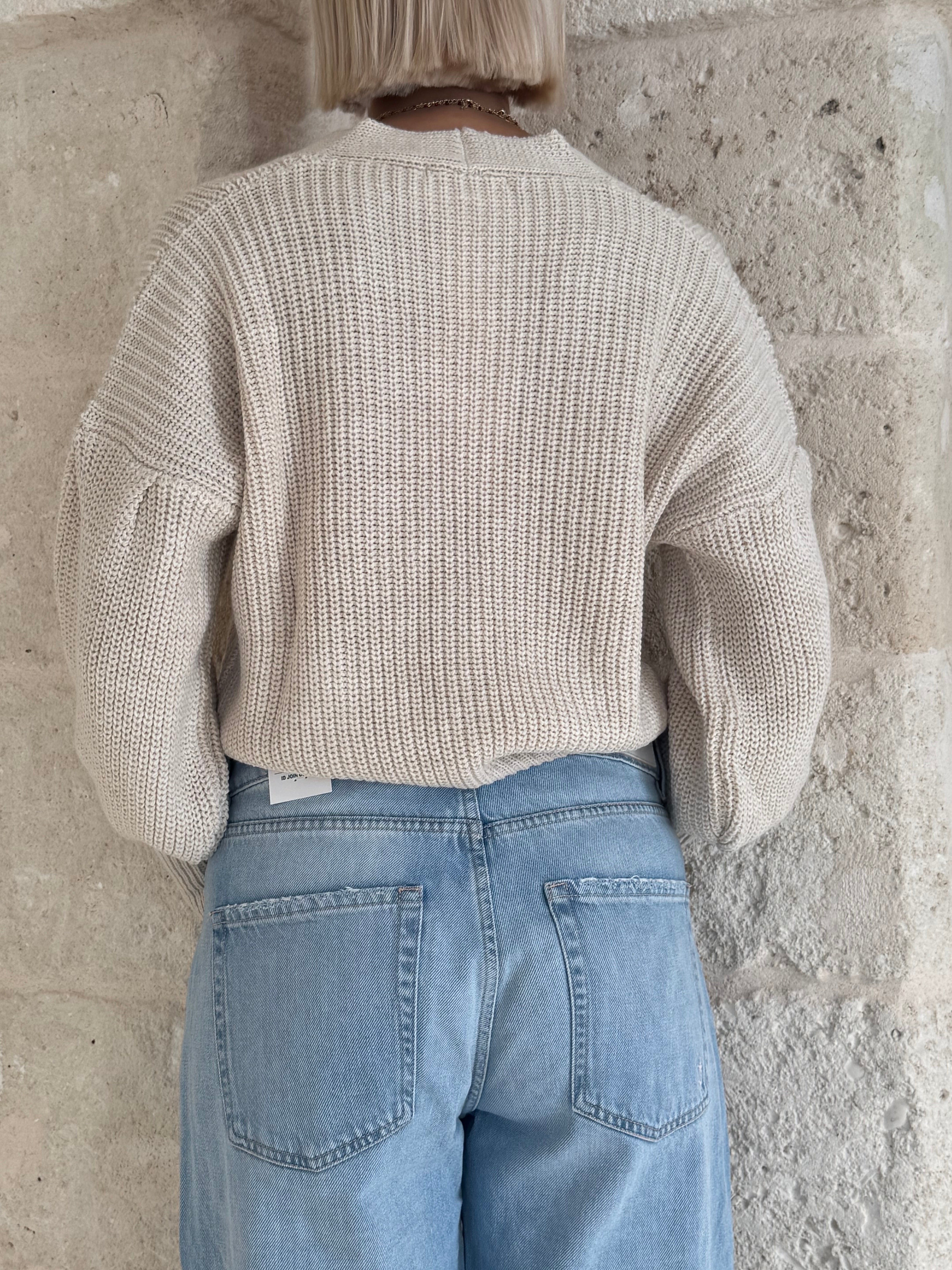 Cardigan off white  con manica balloon - Zahjr
