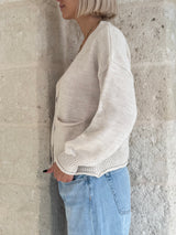 Cardigan Molly off white con bottoni e tasche - Zahjr