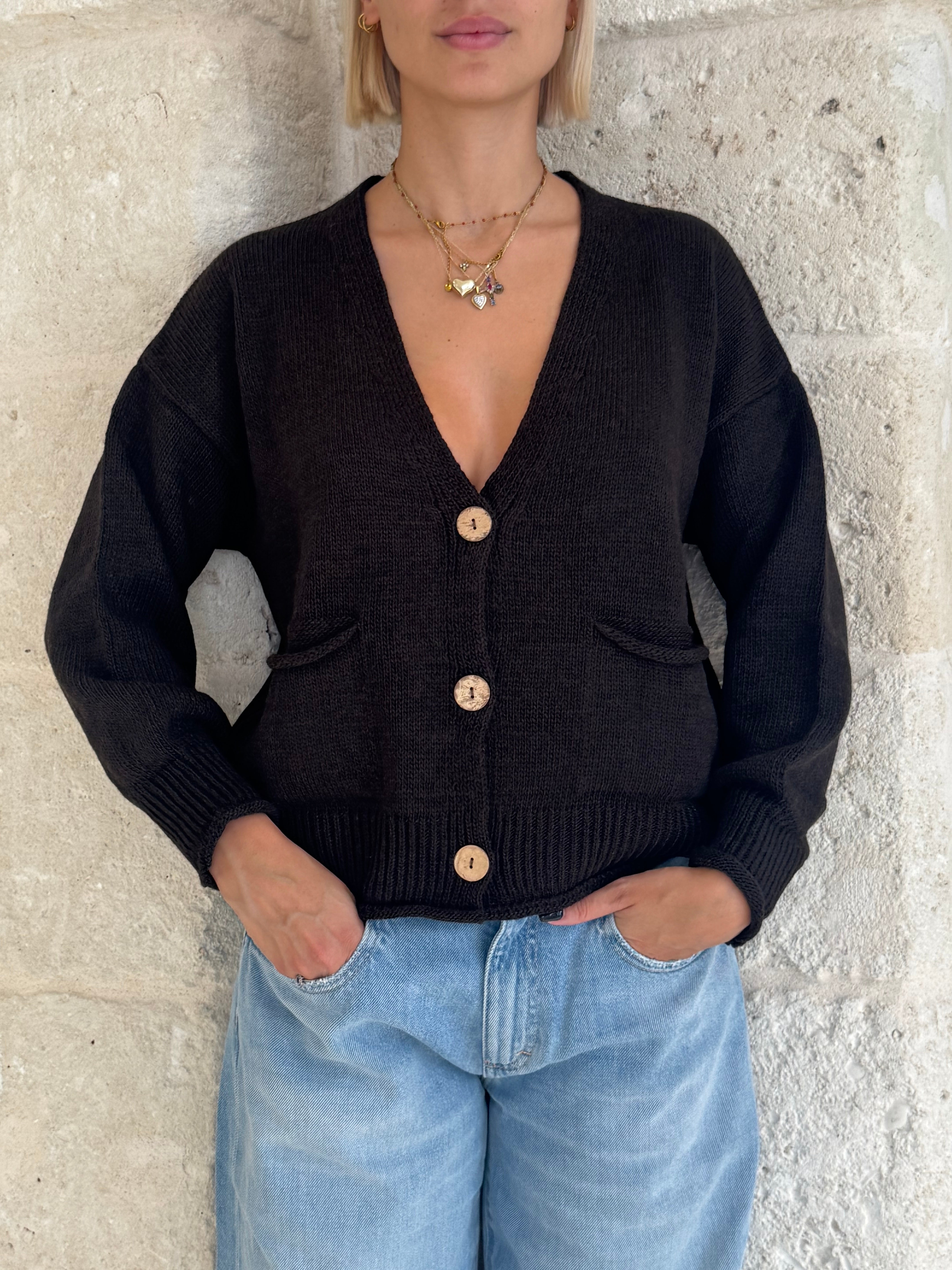 Cardigan Molly moro con bottoni e tasche - Zahjr