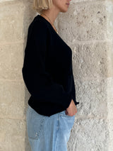 Cardigan Molly nero con bottoni e tasche - Zahjr