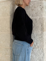 Cardigan puffo nero con bottoni - Zahjr