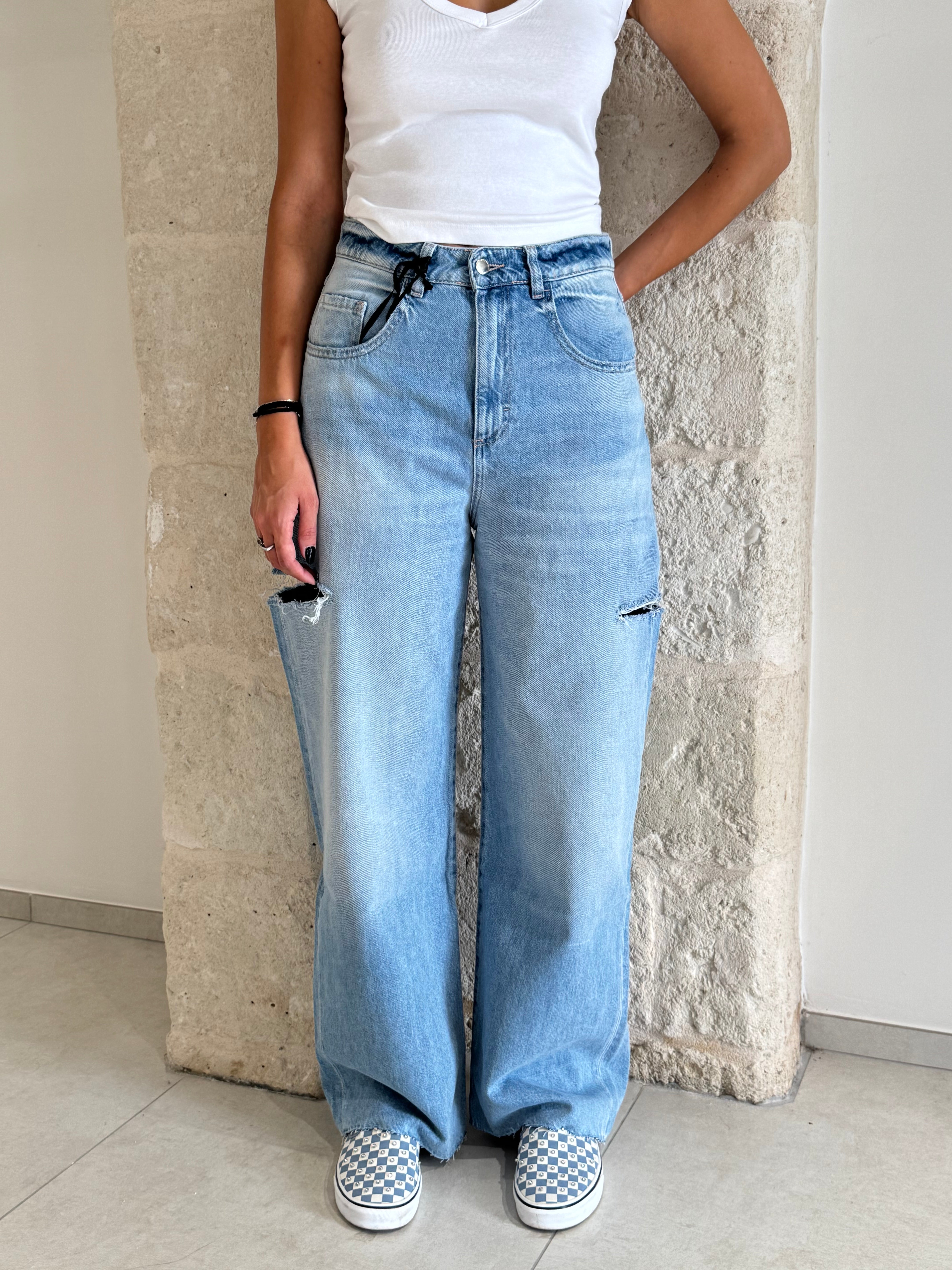 Jeans Poppy Eco chiaro con strappi - Icon Denim