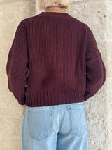 Cardigan puffo vino con bottoni - Zahjr