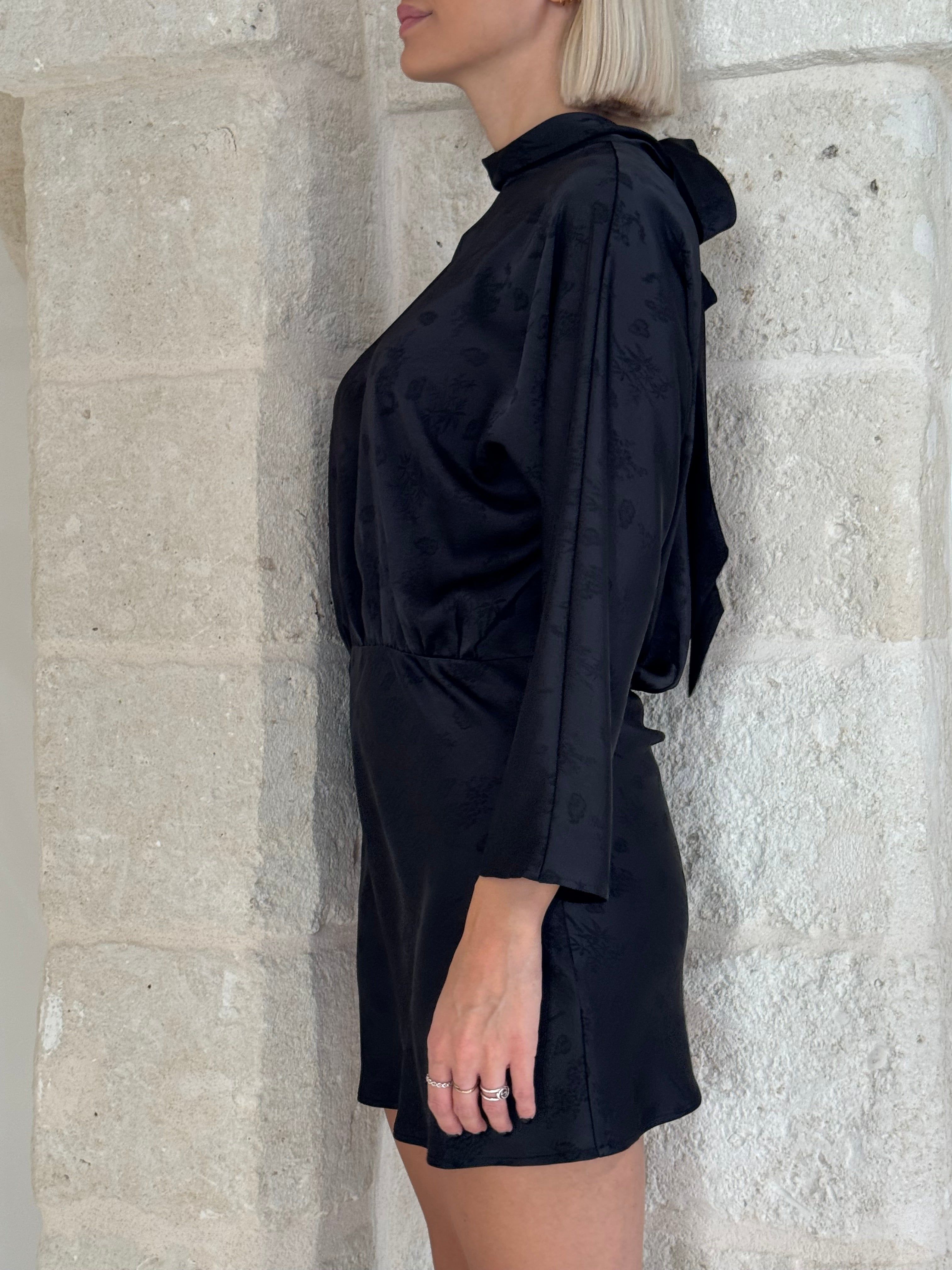 Vestito corto nero in jacquard - You decide