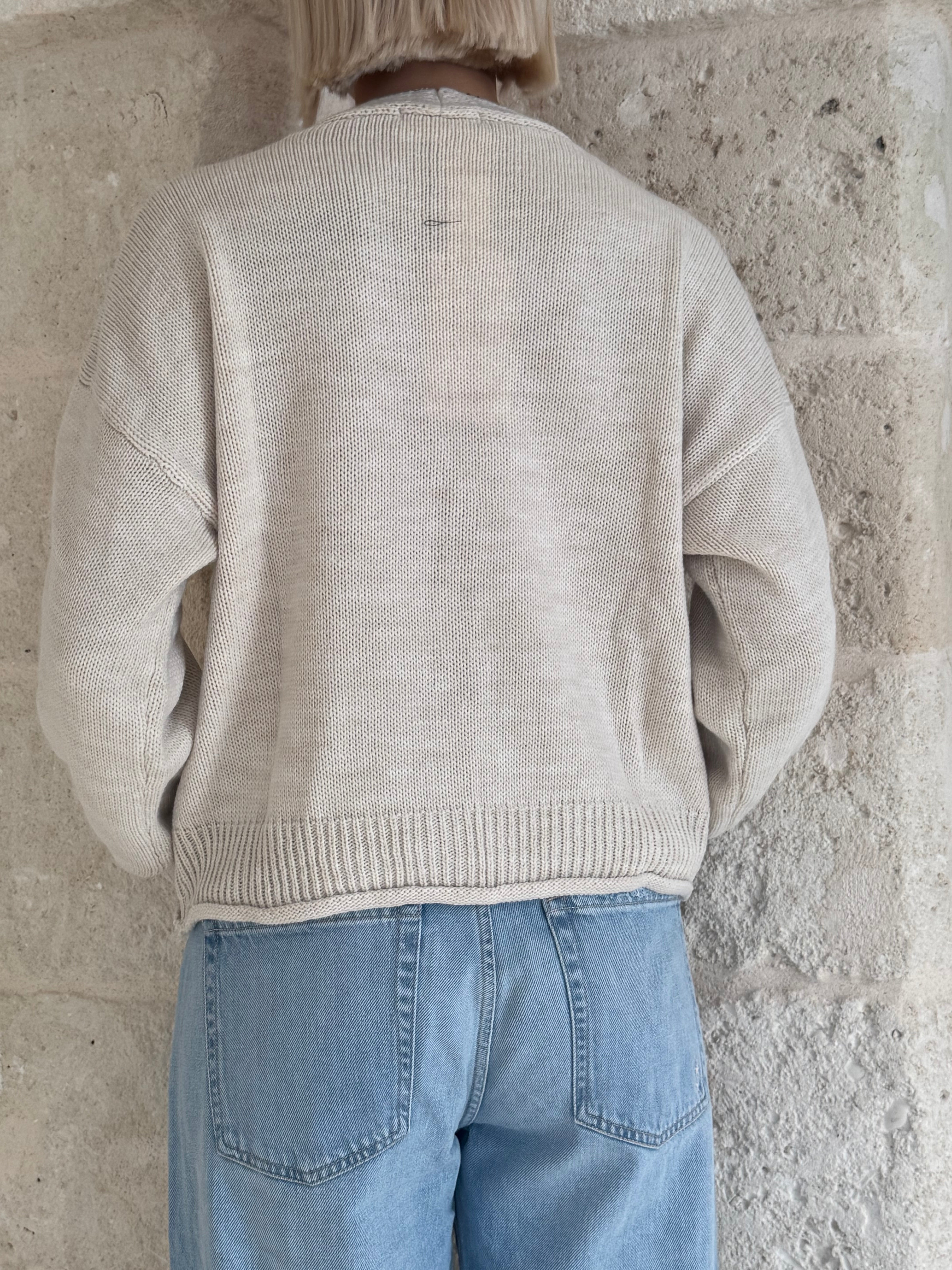 Cardigan Molly off white con bottoni e tasche - Zahjr