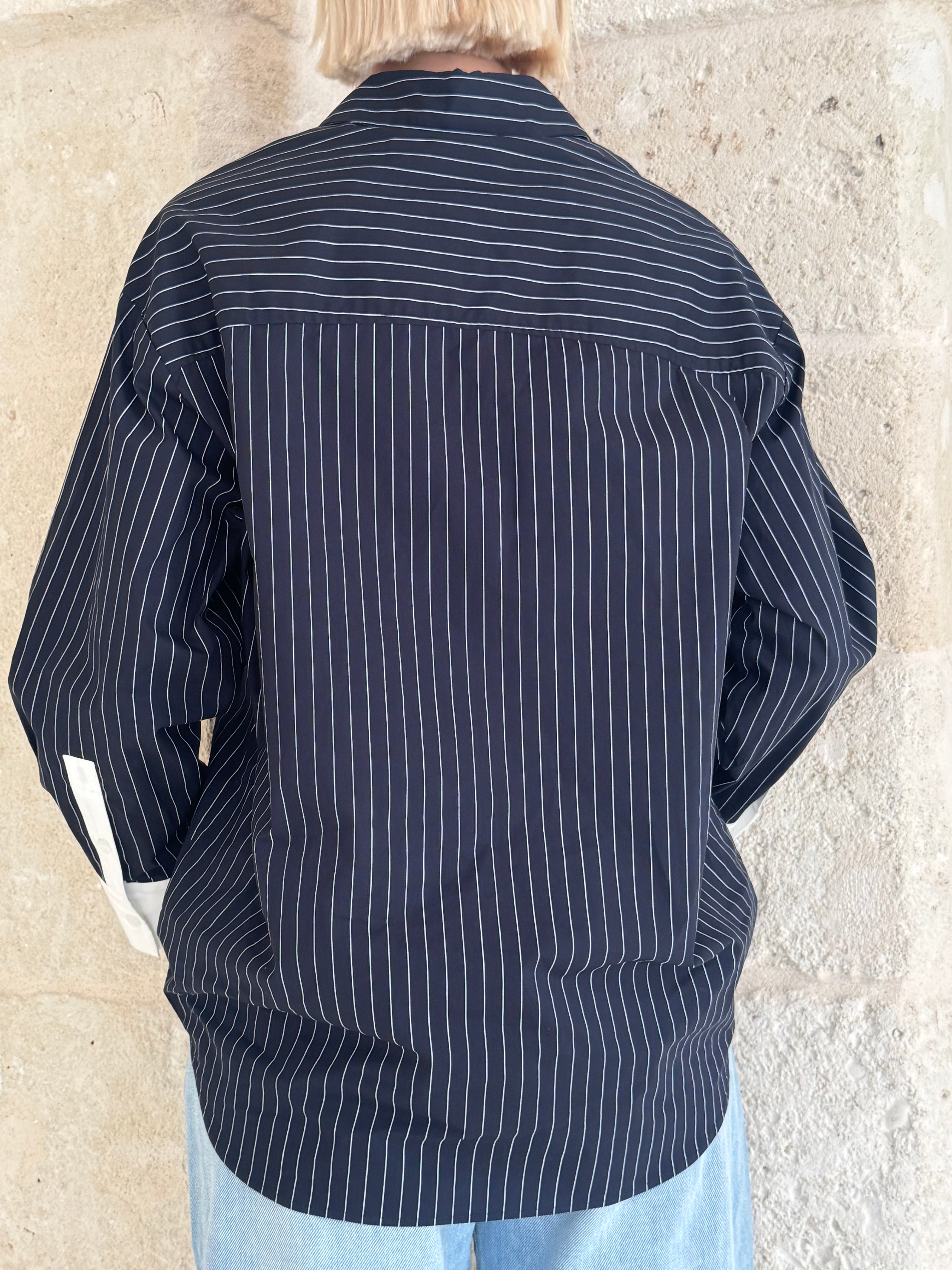 Camicia Righe con colletto e polsini bianchi - Eleh