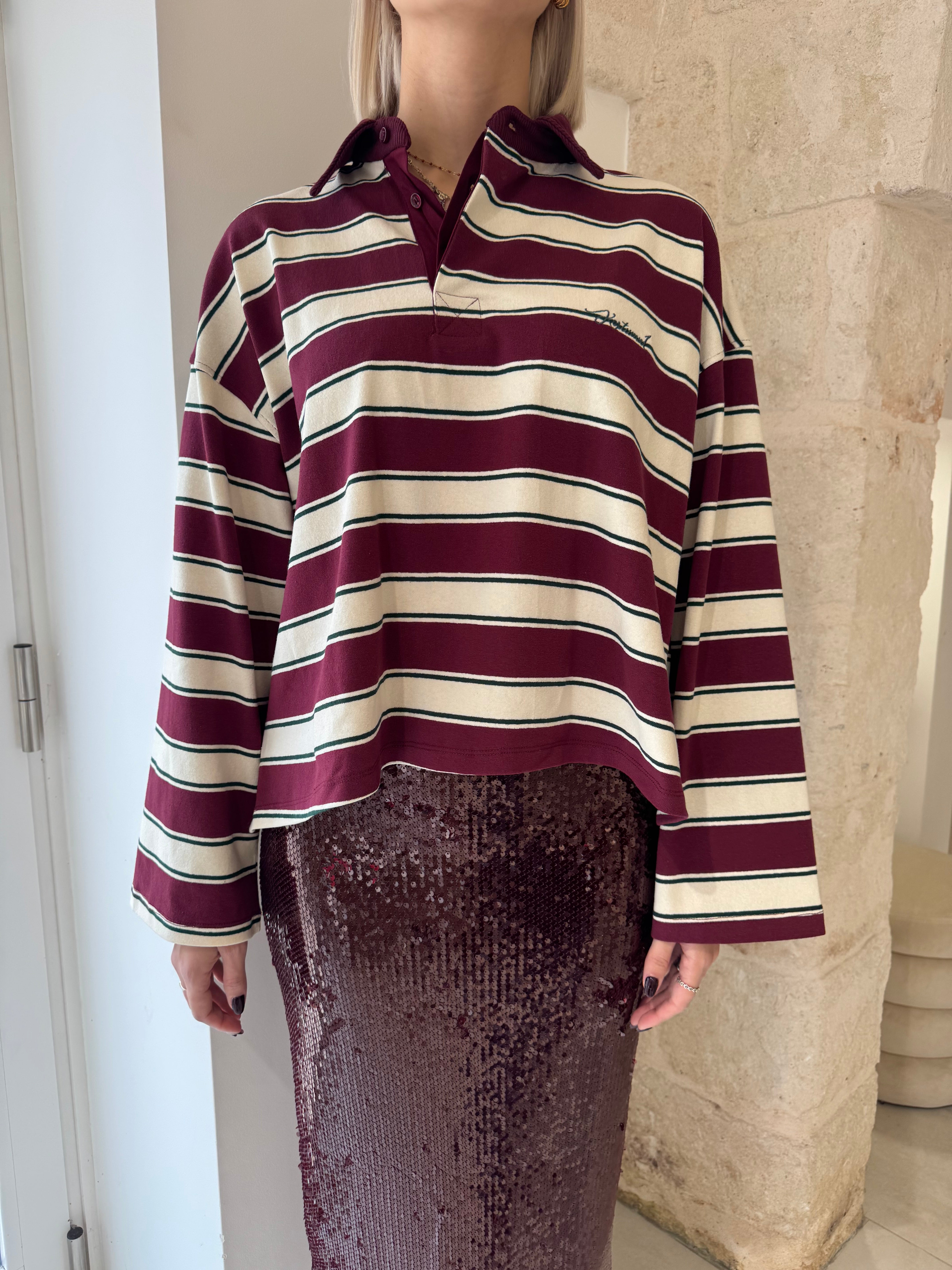 Polo a righe bordeaux - Kostumn1