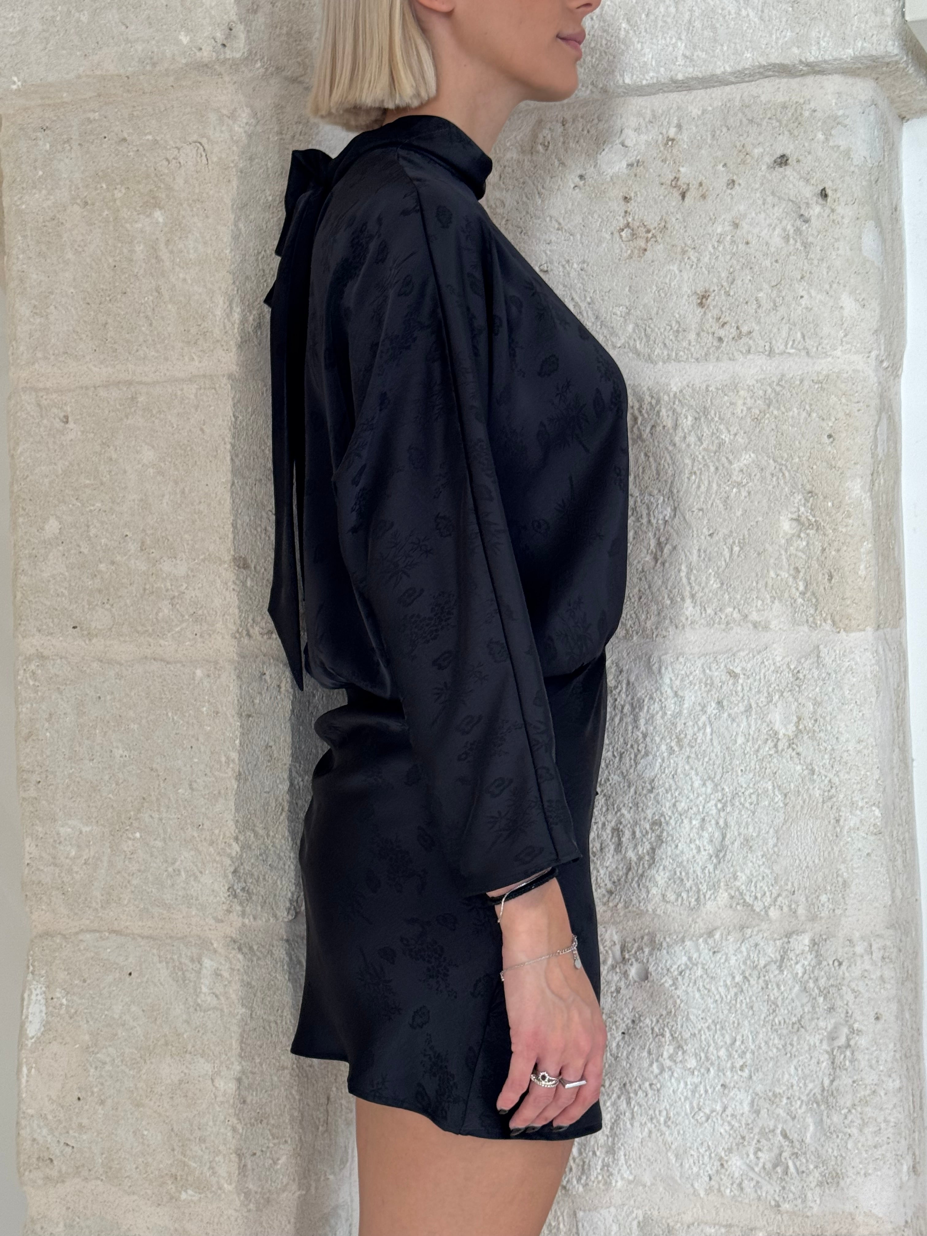 Vestito corto nero in jacquard - You decide