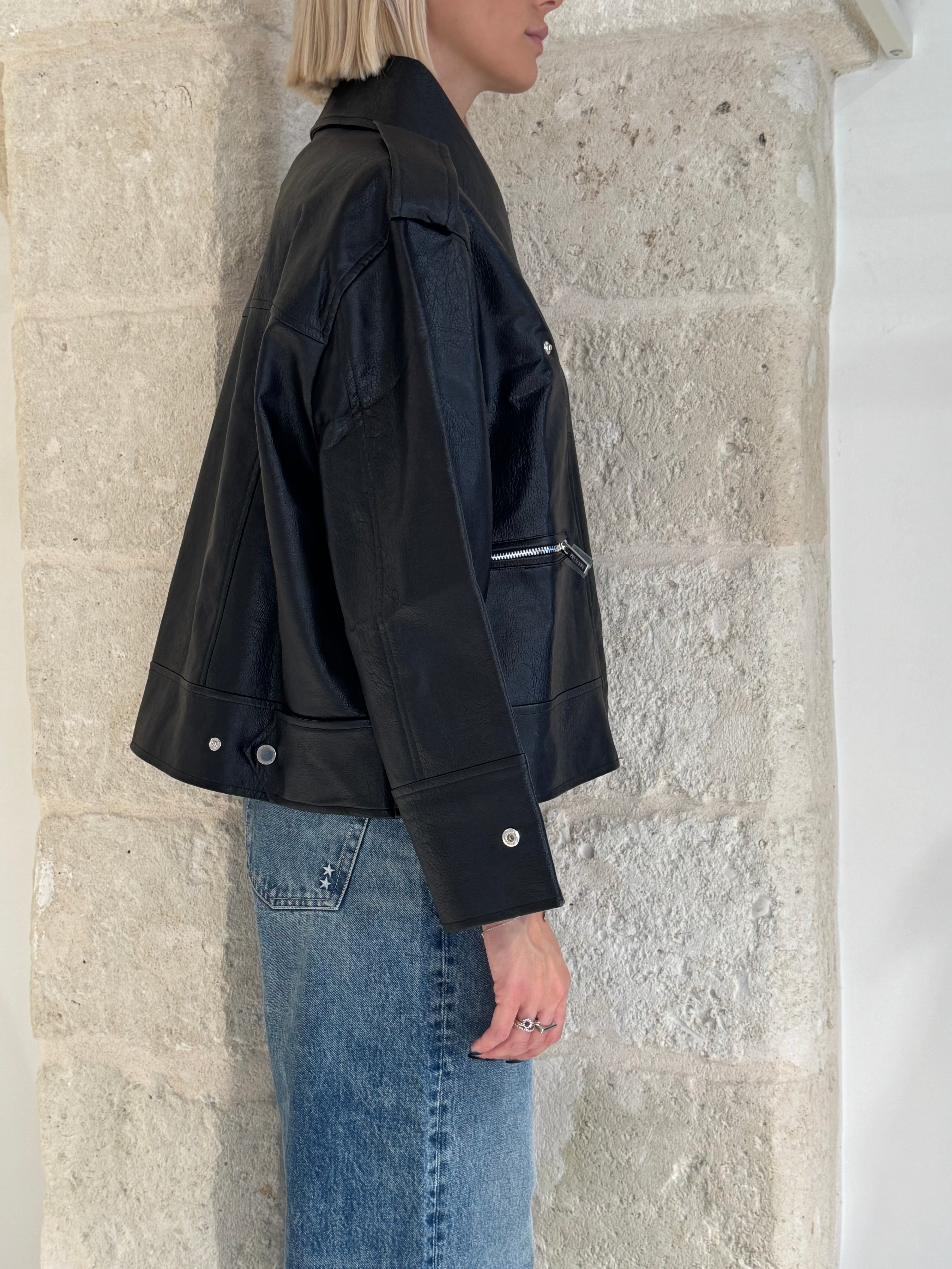 Biker in ecopelle con cerniere argentate - Bsb