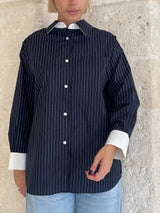 Camicia Righe con colletto e polsini bianchi - Eleh