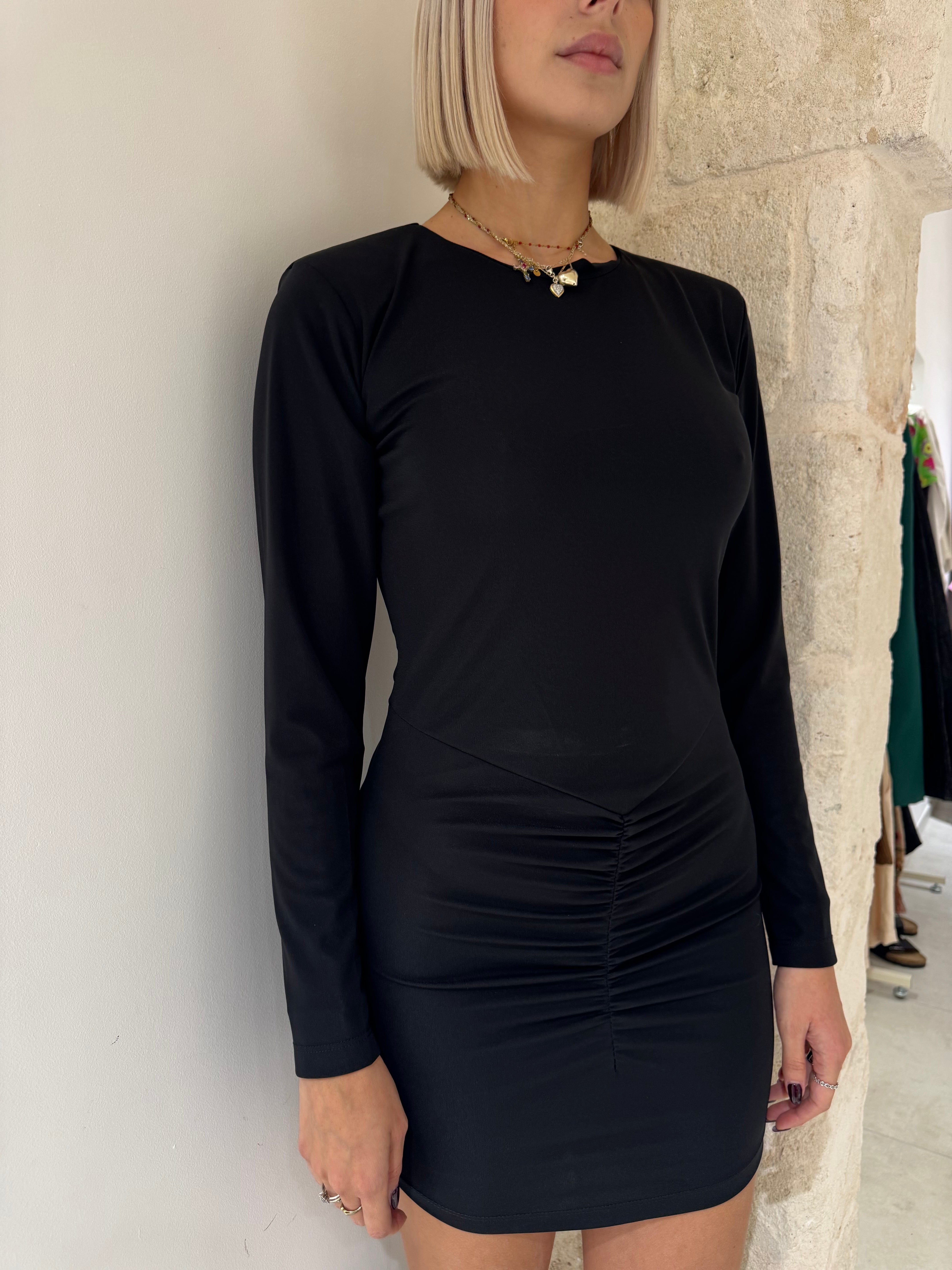 Vestito nero arricciato - Tensione in